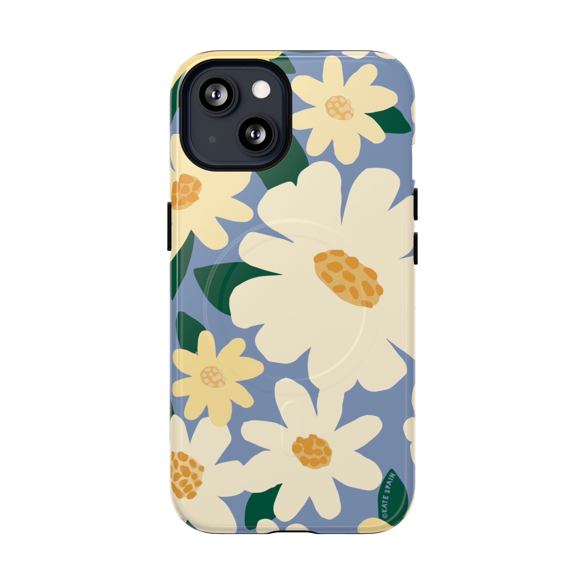 Chamomile MagSafe iPhone 13 Case – Glossy | periwinkle, cream, yellow botanical daisy floral print