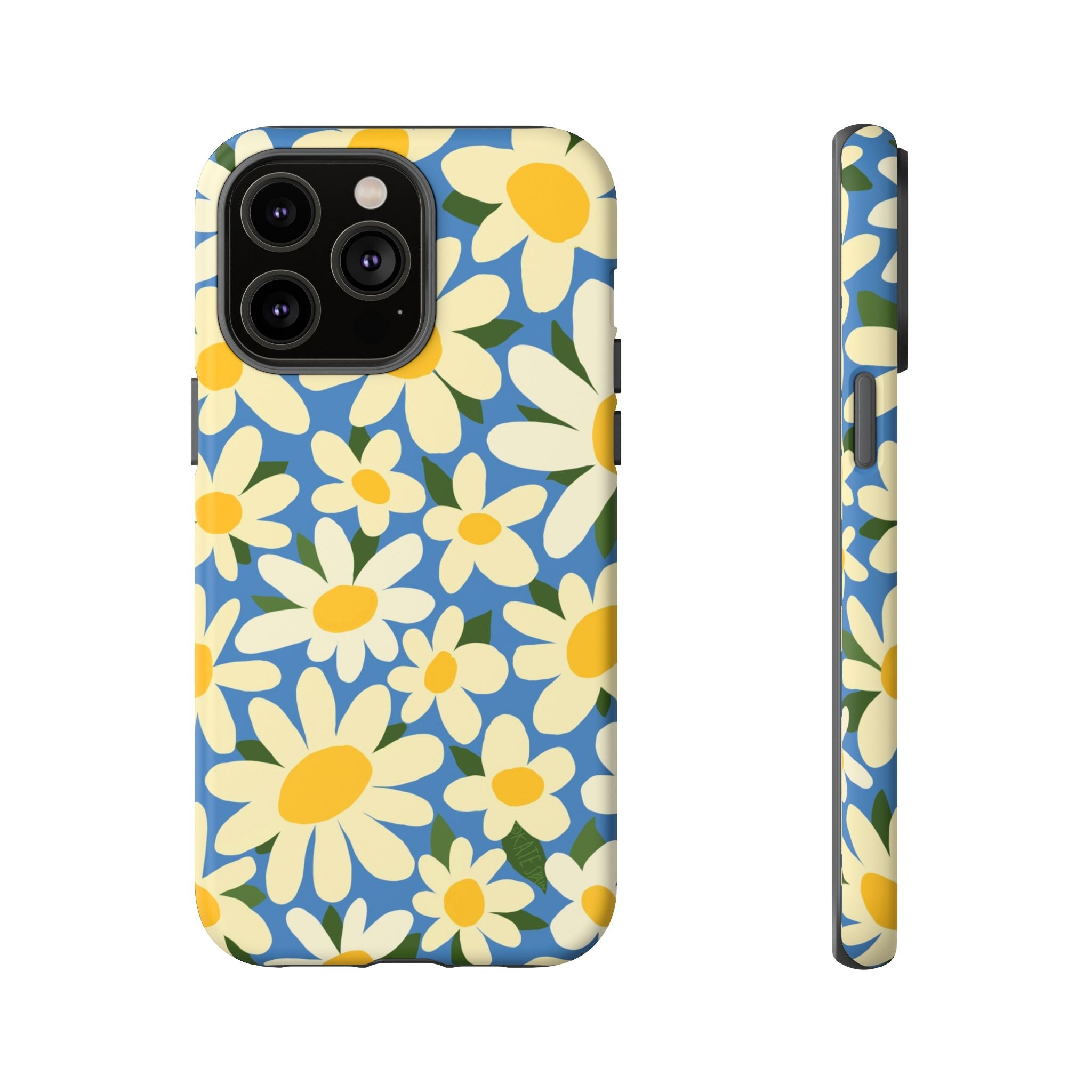 Shasta Daisy Tough iPhone 14 Pro Max Case – Matte | blue, cream, yellow daisy floral print