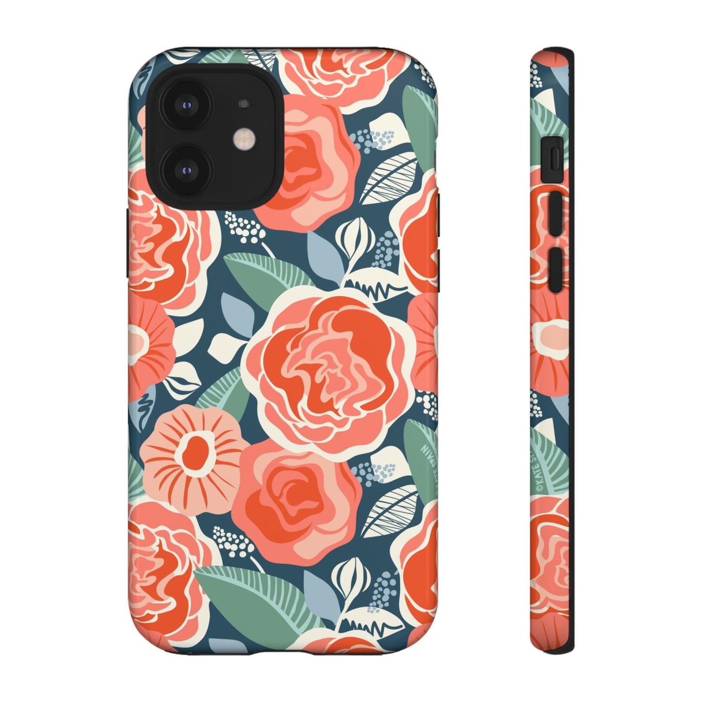 Tea Rose Navy iPhone Tough Case