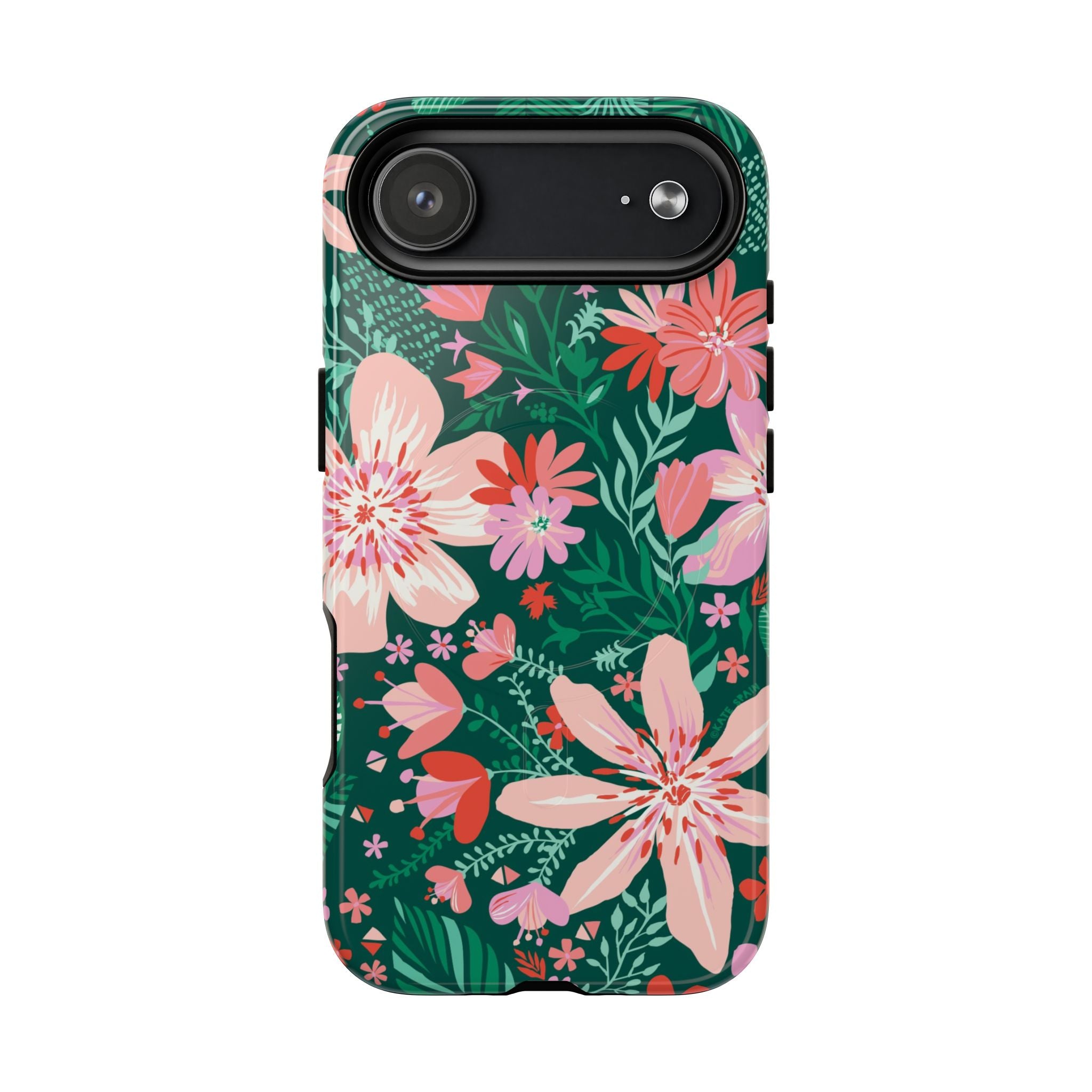 Bonaire MagSafe iPhone 17 Air Case – Glossy | jade, pink, white tropical floral botanical print