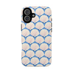 Seashells MagSafe iPhone 16 Plus Case – Glossy | periwinkle, cream, blush scallop shell print