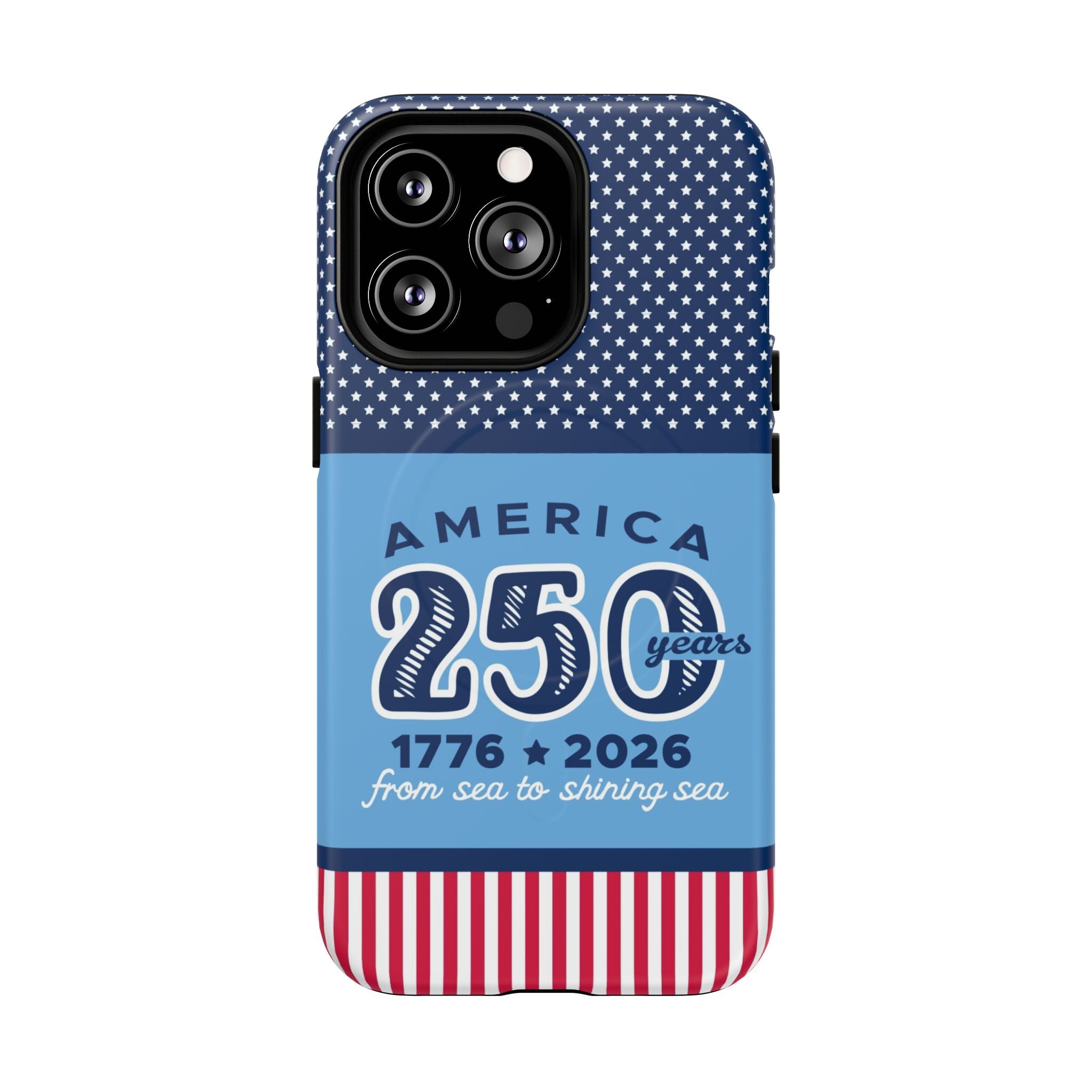 Sea to Shining Sea MagSafe iPhone 13 Pro Case – Matte | navy, sky blue, red, white American stars & stripes 250th anniversary print