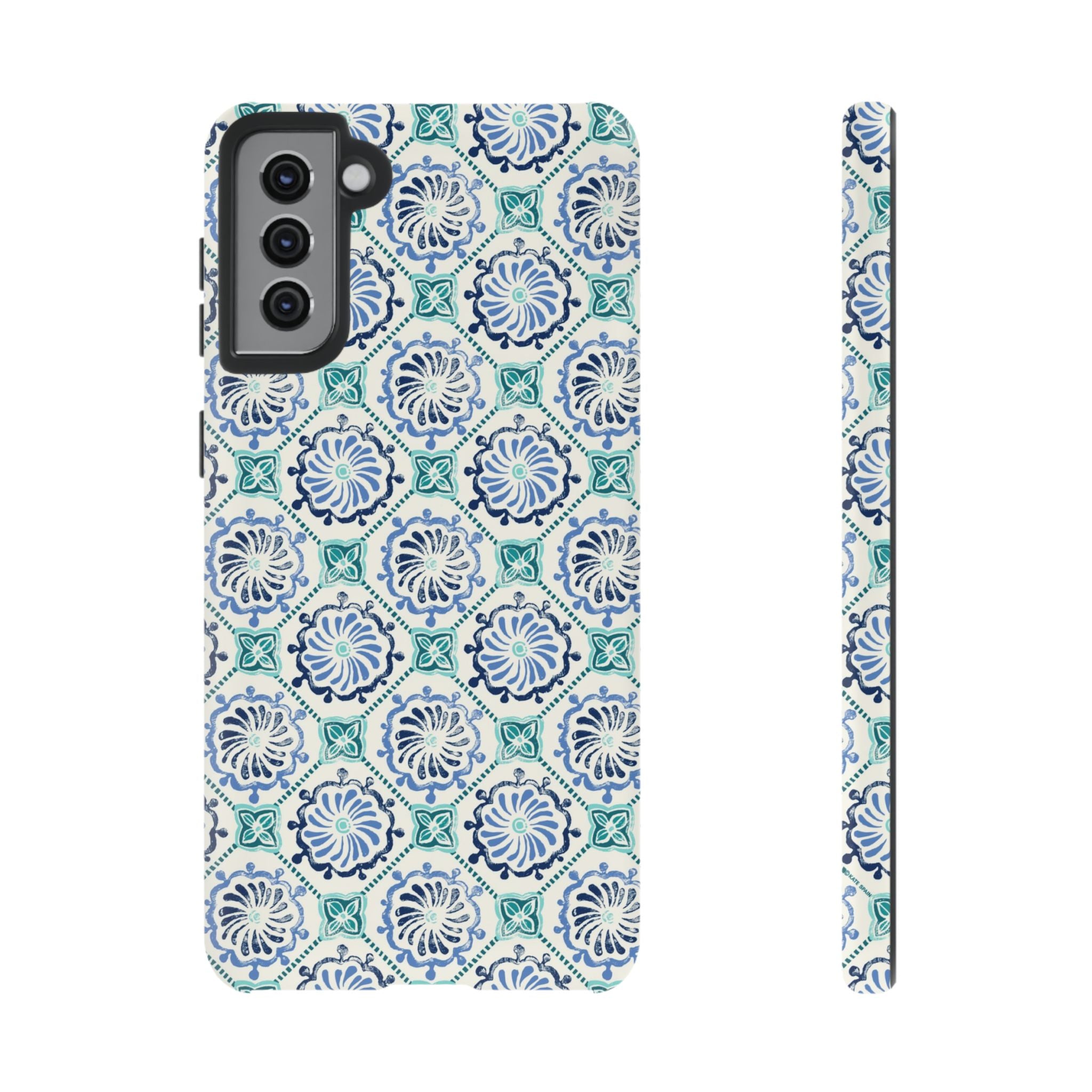 Horizon Blue Tile Samsung Galaxy S21 Plus Case – Matte | blue, turquoise, cream white dual-layer protection