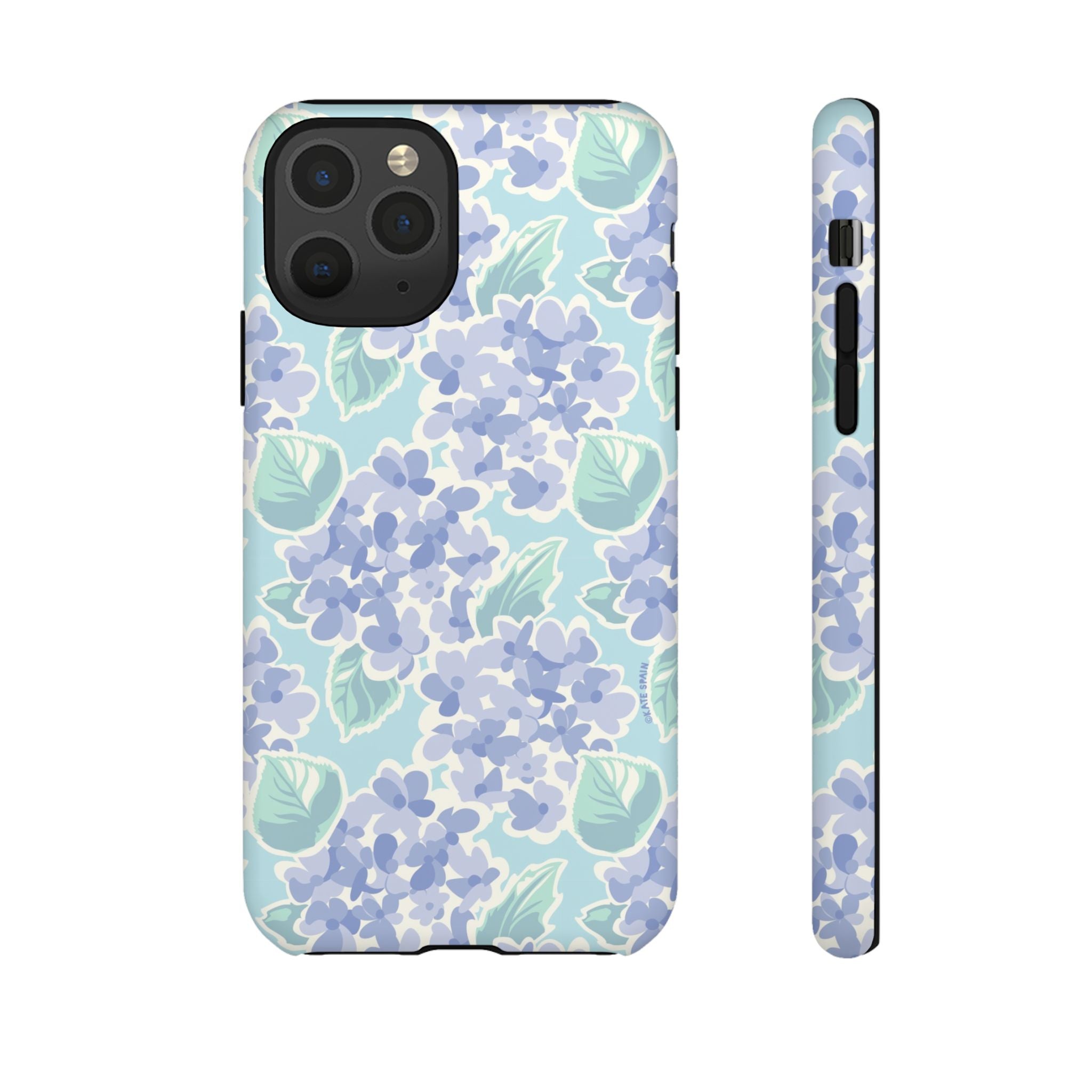 Nantucket Hydrangea Tough iPhone 11 Pro Case – Matte | white, lavender, mint watercolor hydrangea print