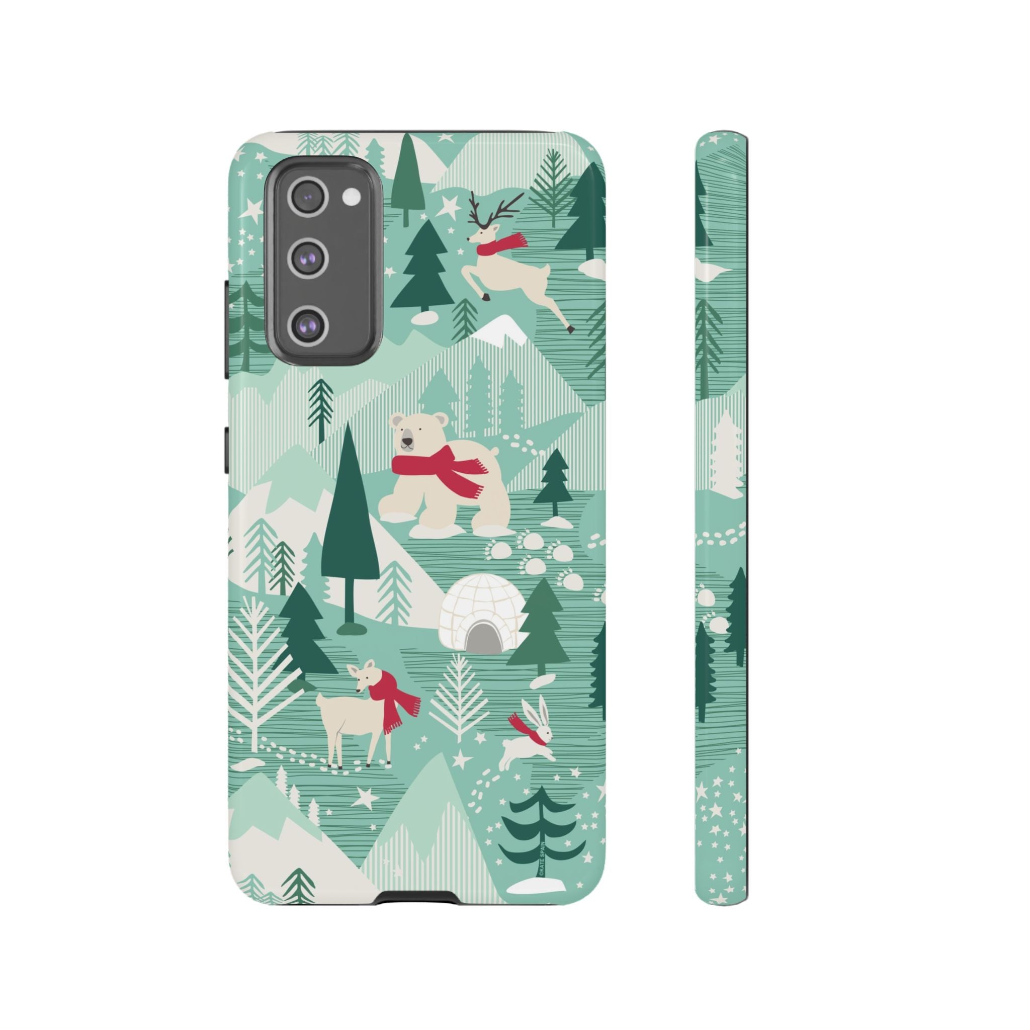Arctica Winter Samsung Galaxy S20 FE Case – Glossy | aqua, evergreen, white, animal frolic winter wonderland print