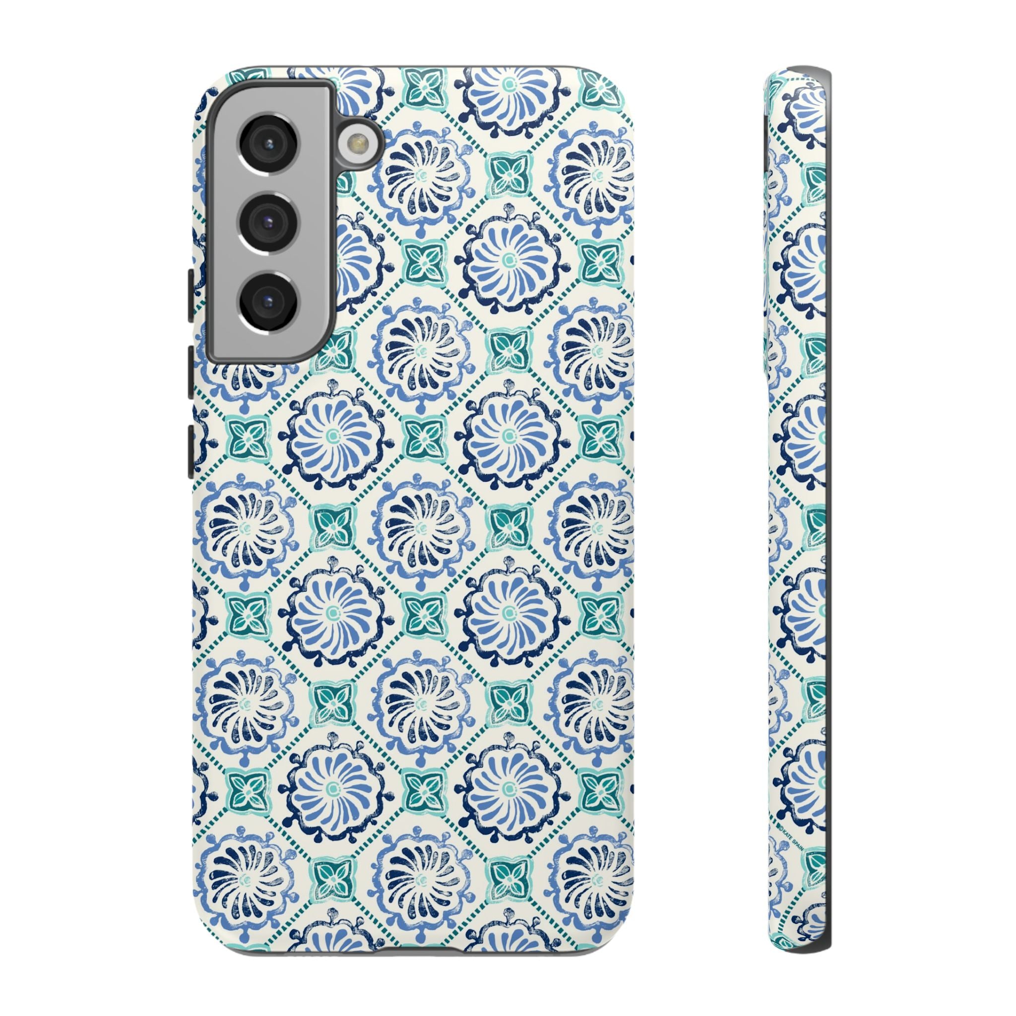 Horizon Blue Tile Samsung Galaxy S22 Plus Case – Matte | blue, turquoise, cream white dual-layer protection
