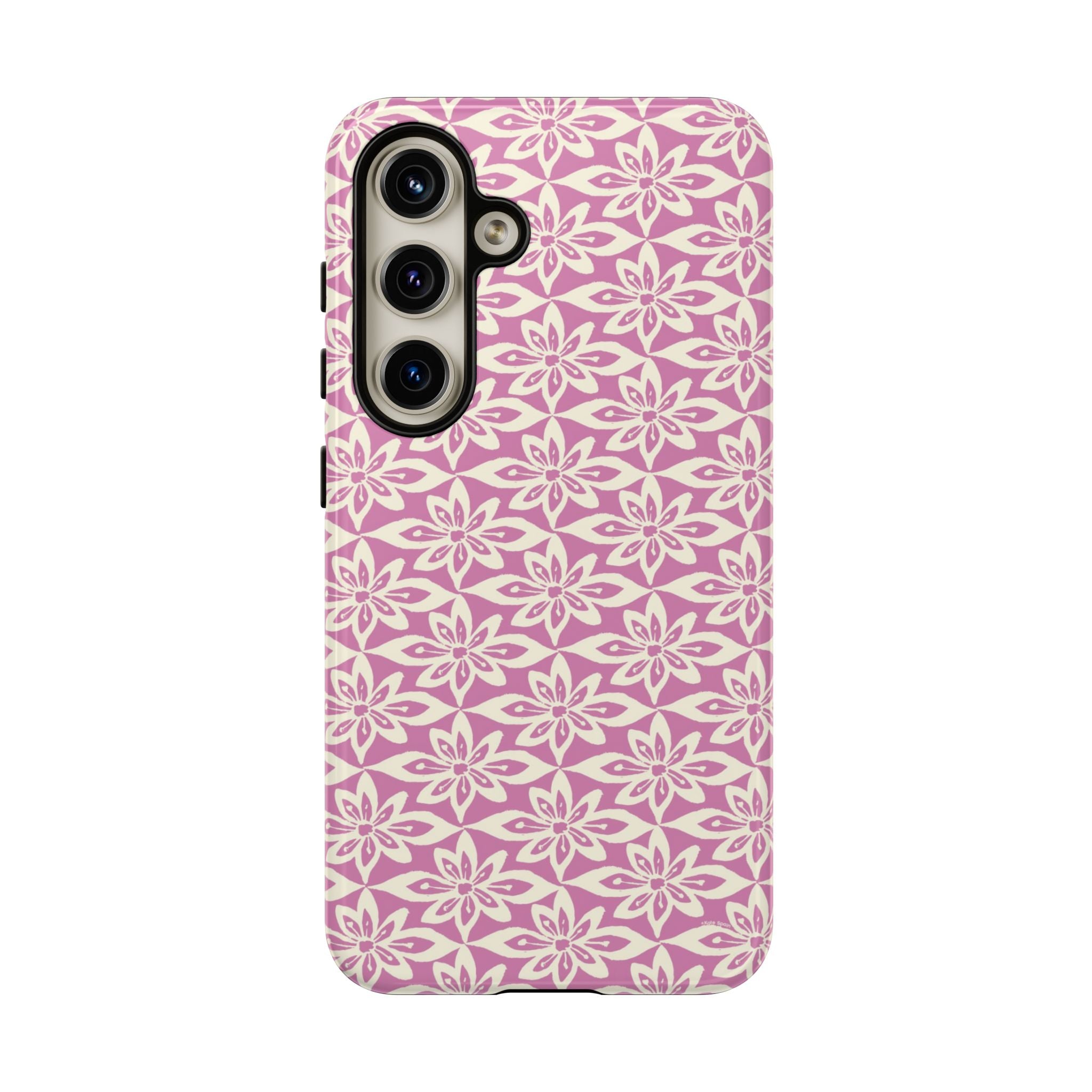 Lily Rose Samsung Galaxy S23 Ultra Matte case — graphic white lily print on soft rose — botanical phone case by Kate Spain