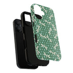 Designer Dragonfly MagSafe iPhone 16 Case – detail of layered construction | jade green, aqua, cream dragonfly print