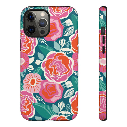 Tea Rose Teal iPhone Tough Case