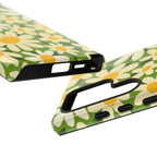 Luxury Shasta Samsung Galaxy S24 Ultra Case – Glossy | close-up of sides of case in green, white, yellow daisy floral print