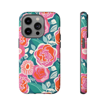 Tea Rose Teal iPhone Tough Case