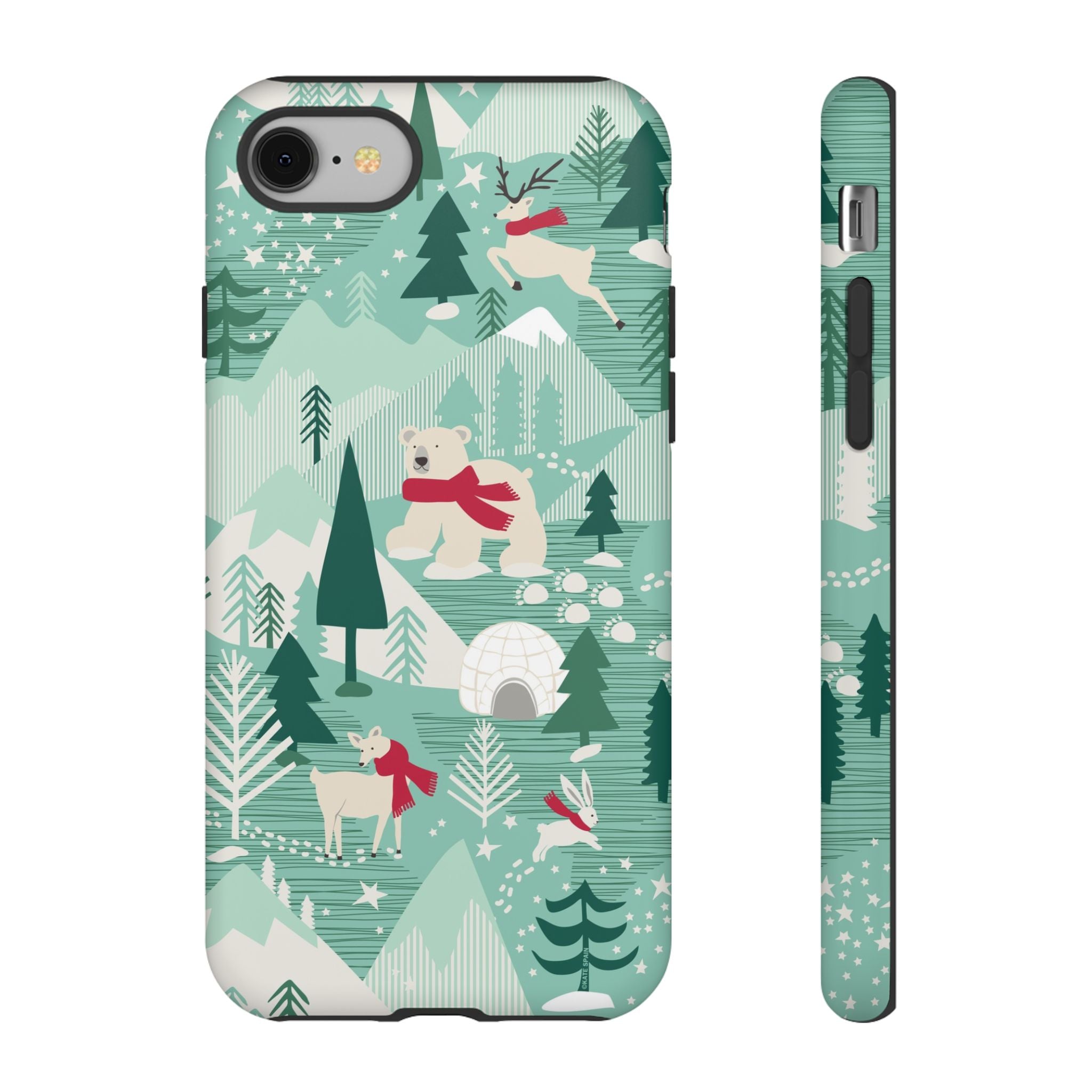 Arctica Winter Tough iPhone 8 Case – Matte | aqua, evergreen, white, animal frolic winter wonderland print