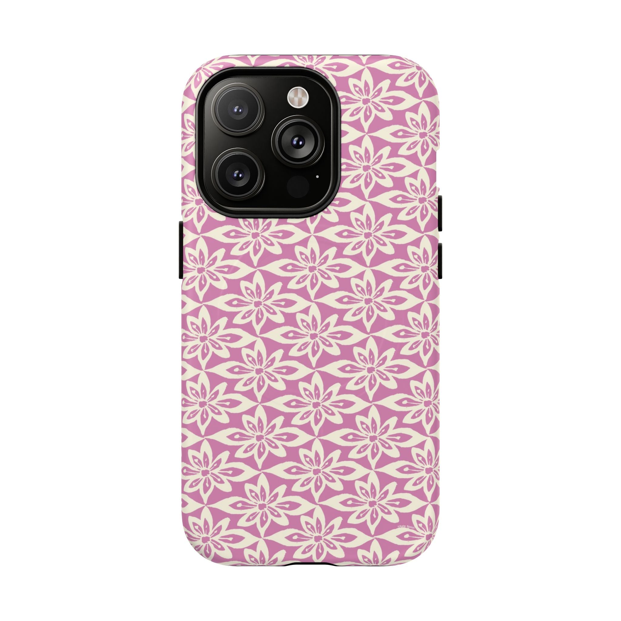 Lily Rose MagSafe iPhone 14 Pro Case – Matte | graphic white lily print on soft rose — botanical MagSafe case by Kate Spain