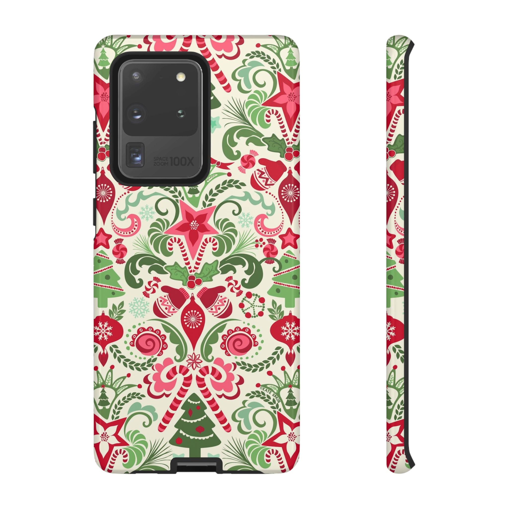 Luxury Wonderland Samsung Galaxy S20 Ultra Case – Glossy | cream, red, green ornate damask Christmas floral print