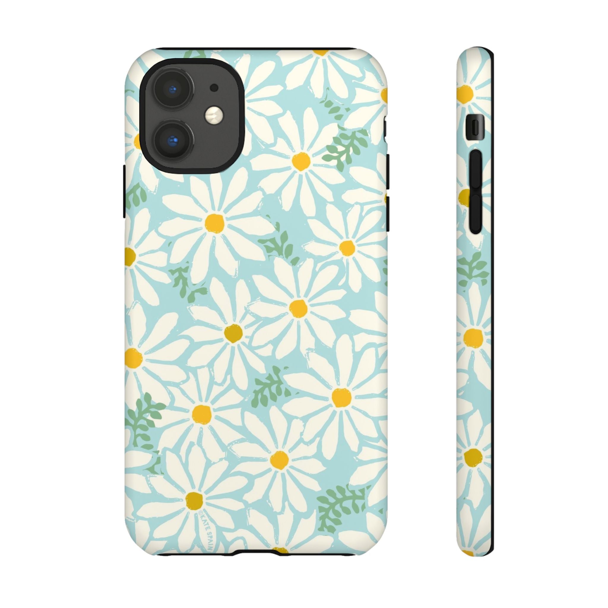 Daisies Tough iPhone 11 Case – Matte | mint, white, yellow botanical daisy floral print