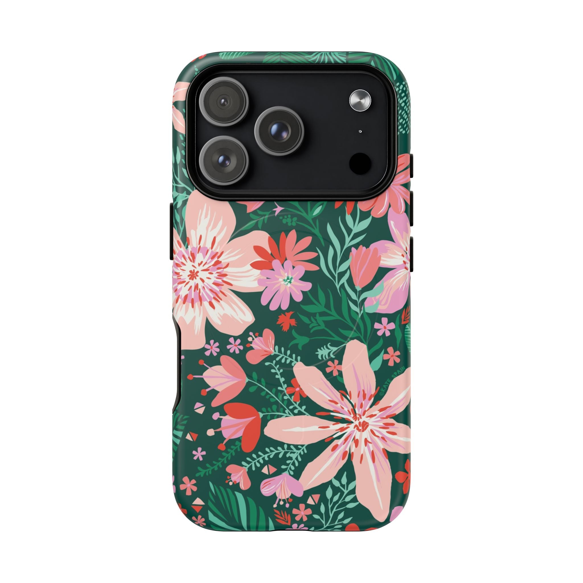Bonaire MagSafe iPhone 17 Pro Case – Matte | jade, pink, white tropical floral botanical print