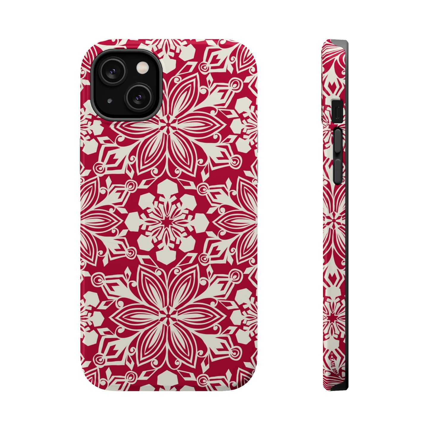 Snowfall Paper Cut Snowflake MagSafe Tough Case iPhone 14 Plus Glossy