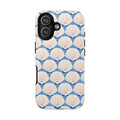 Seashells Tough iPhone 17 Case – Glossy | periwinkle, cream, blush scallop shell print