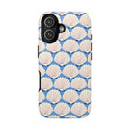 Seashells Tough iPhone 17 Case – Glossy | periwinkle, cream, blush scallop shell print
