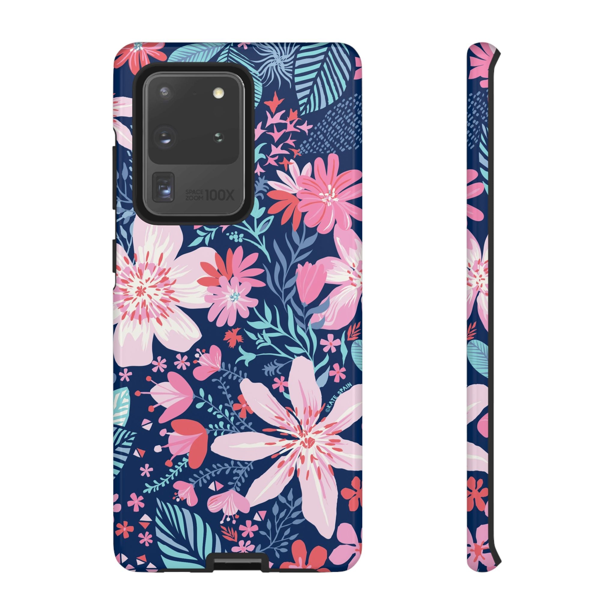 Tropical Bonaire Samsung Galaxy S20 Ultra Case – Glossy | navy, pink, white tropical floral botanical print