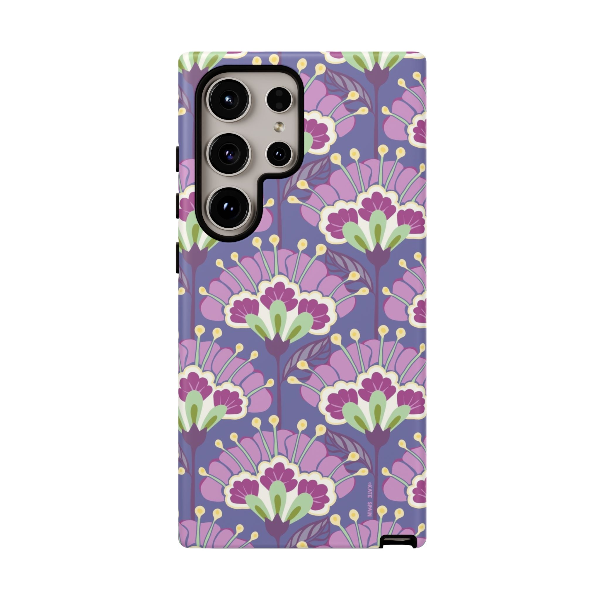 Luxury Lantern Flower Samsung Galaxy S24 Ultra Case – Matte | mauve, purple, lime green floral print