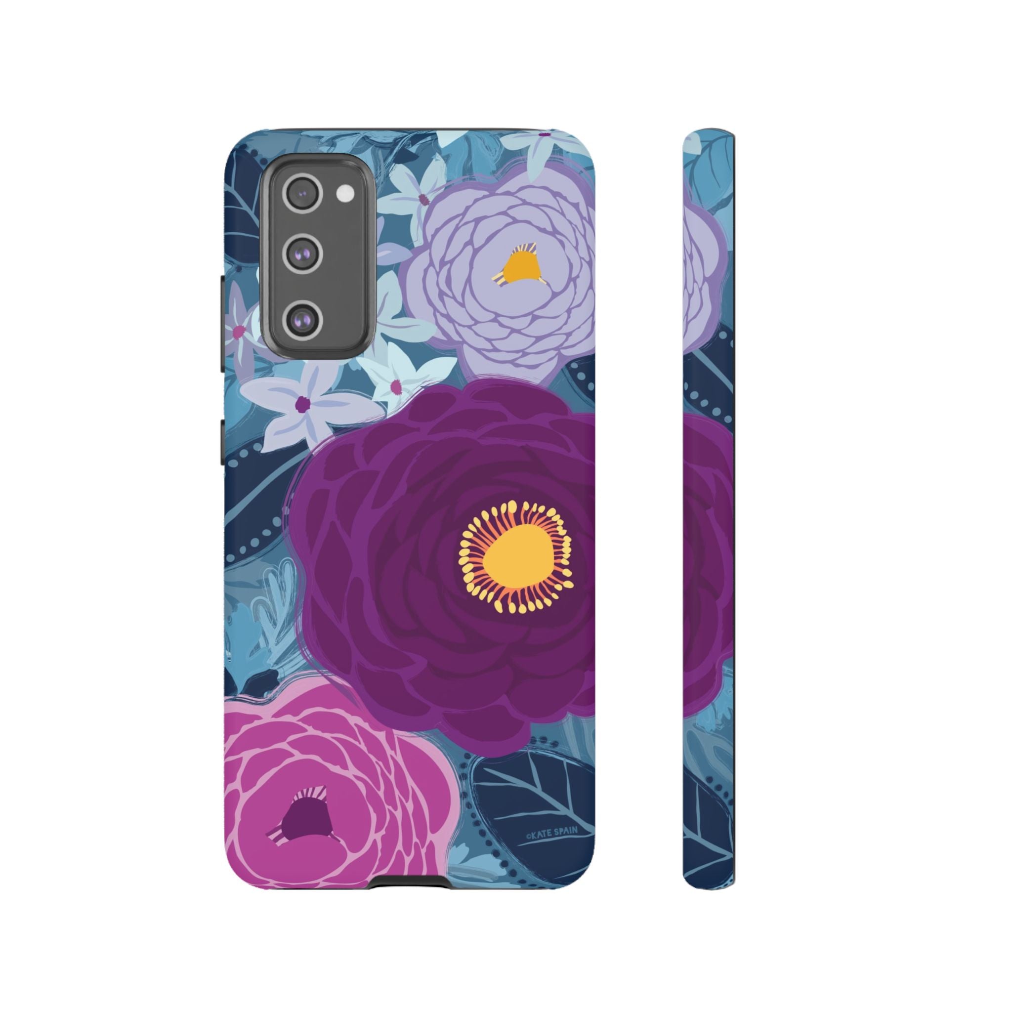 Bloomerie Samsung Tough Case Samsung Galaxy S20 FE Case – Matte | navy, purple, magenta botanical peony floral print
