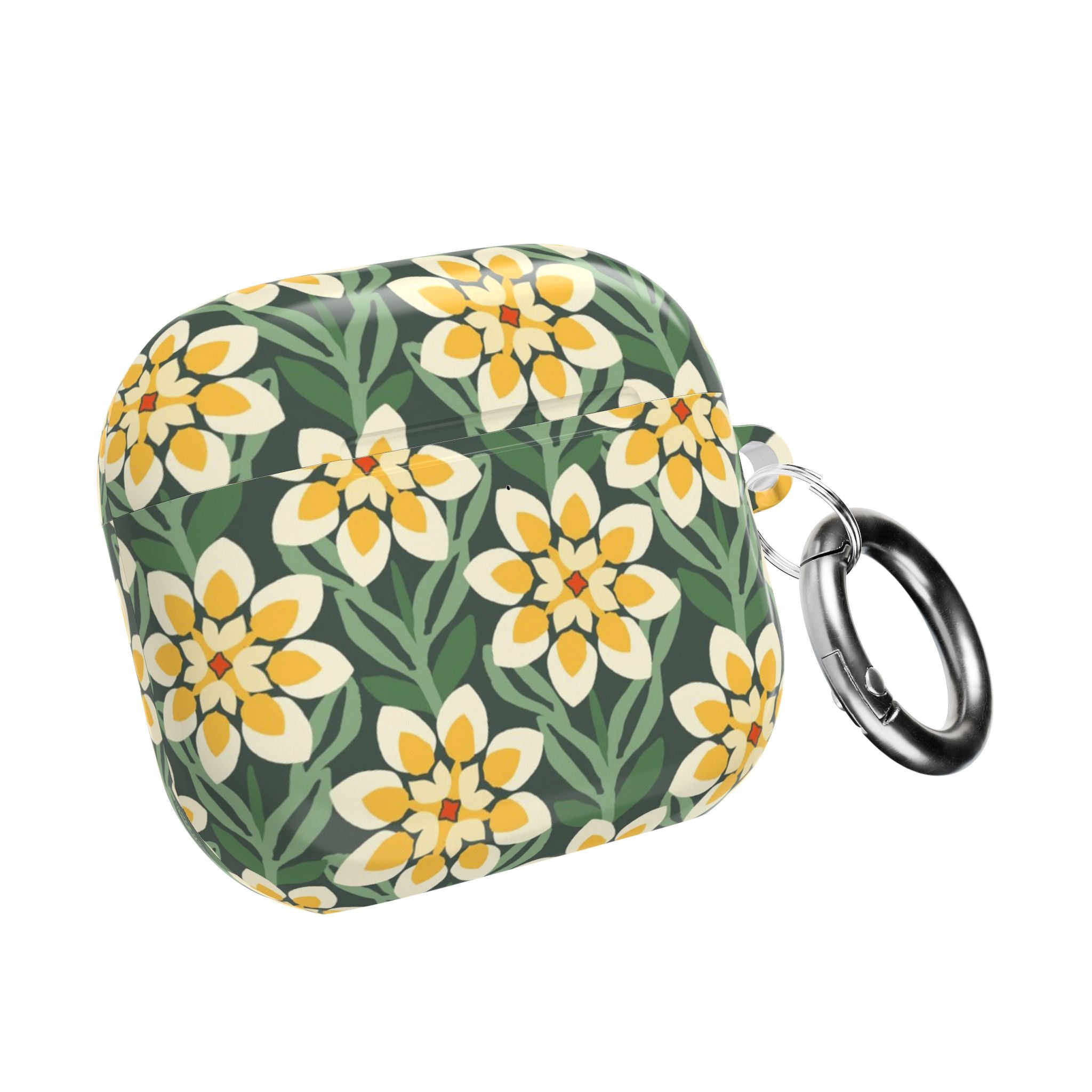 Modern Dahlia Green + Yellow AirPods Case