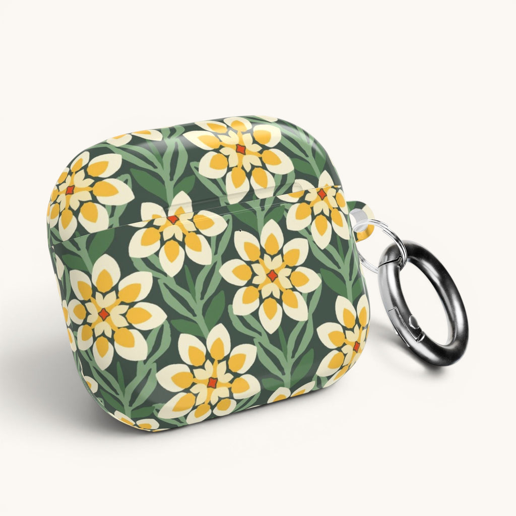 Modern Dahlia Green + Yellow AirPods Case