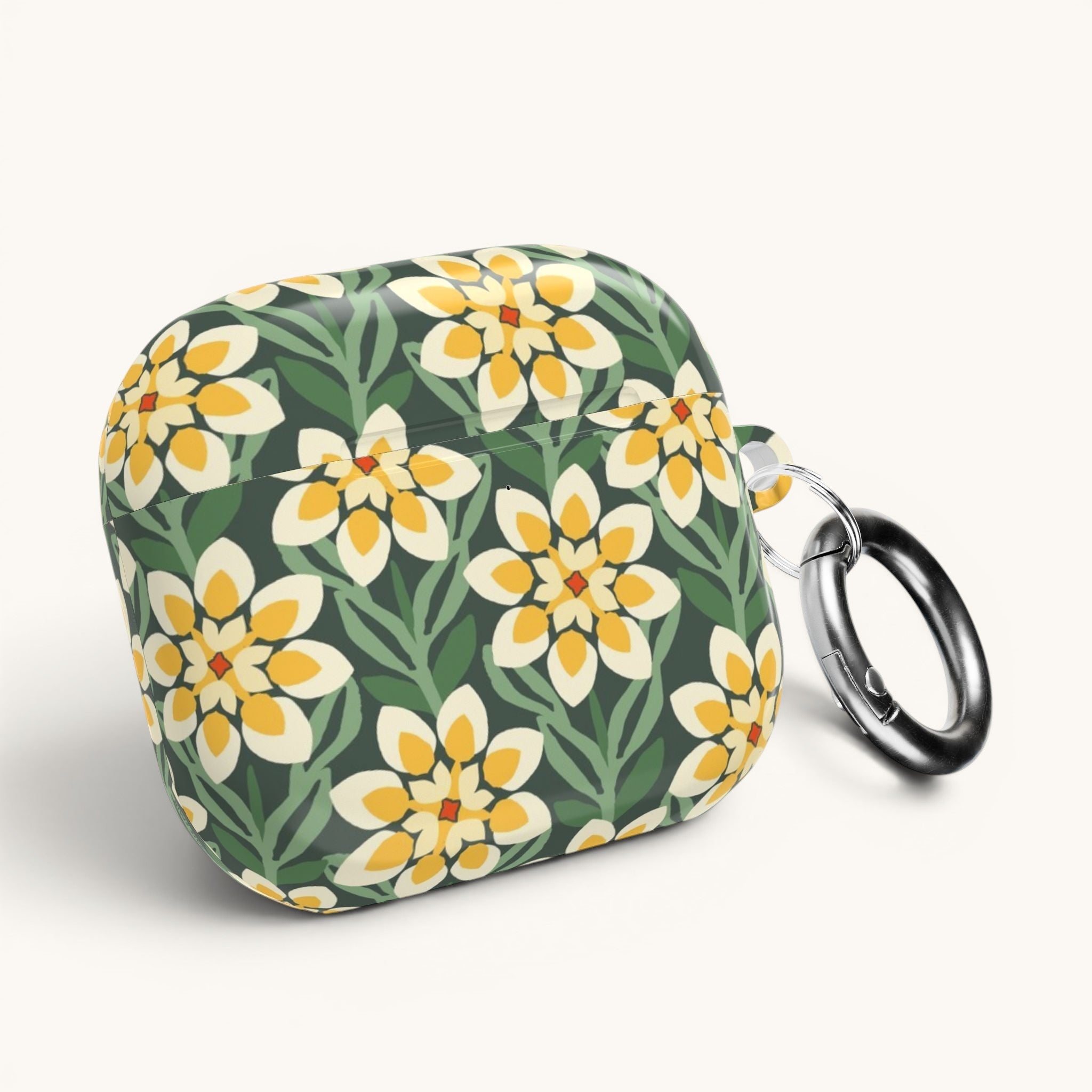 Modern Dahlia Green + Yellow AirPods Case