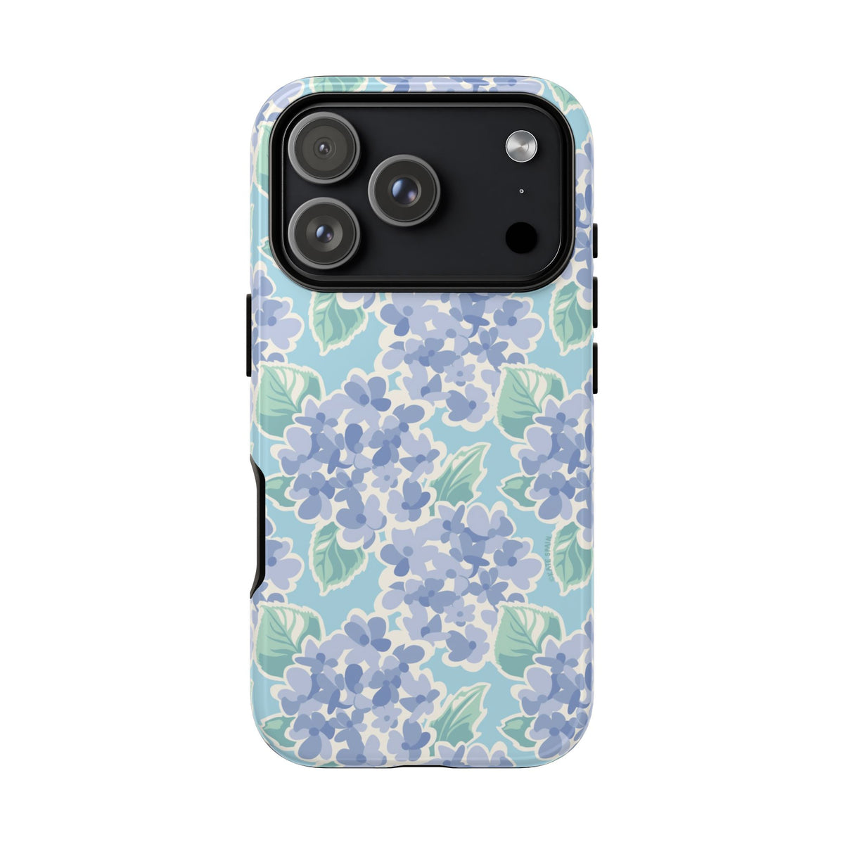 Nantucket Hydrangea Tough iPhone 17 Pro Case – Glossy | periwinkle, sky blue, mint hydrangea floral print