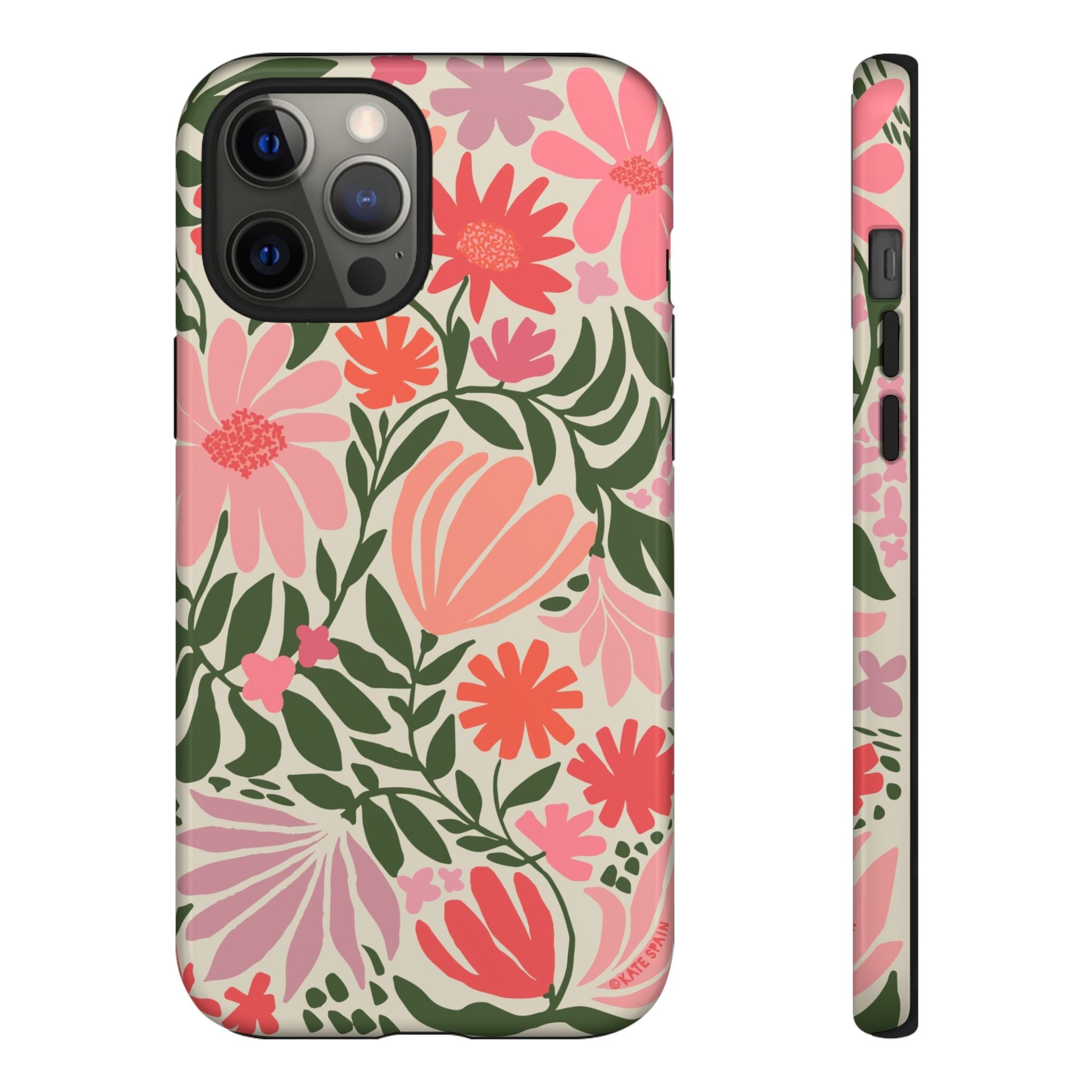 Calendula Tough iPhone 12 Pro Max Case – Glossy | periwinkle, cream, teal graphic daisy floral print