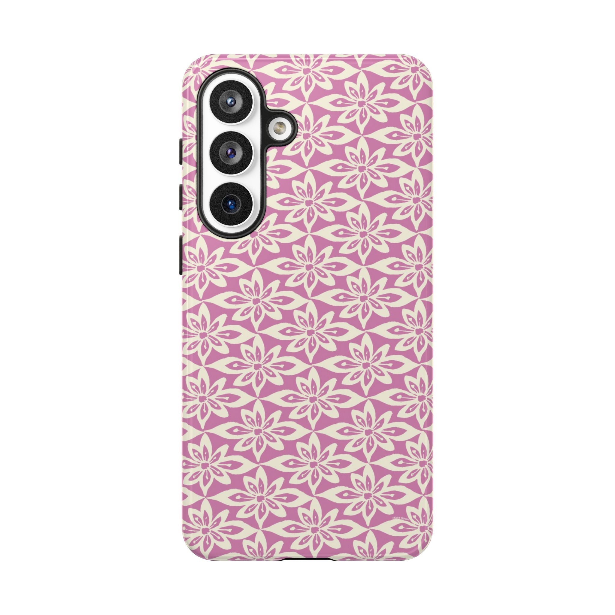 Lily Rose Samsung Galaxy S26 Matte case — graphic white lily print on soft rose — botanical phone case by Kate Spain