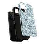 Lily Blue iPhone 17 Pro Max Case – Matte | graphic white lily print on soft cerulean — botanical phone case by Kate Spain