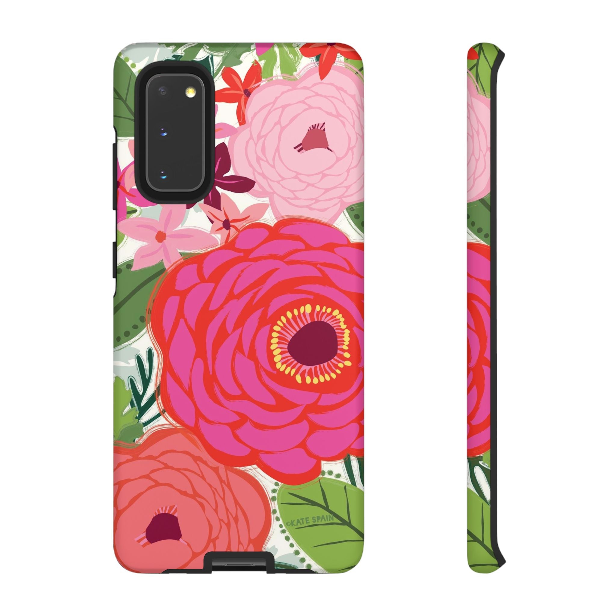 Bloomerie Samsung Tough Phone Case Samsung Galaxy S20 Case – Matte | cream, magenta, coral botanical peony floral print
