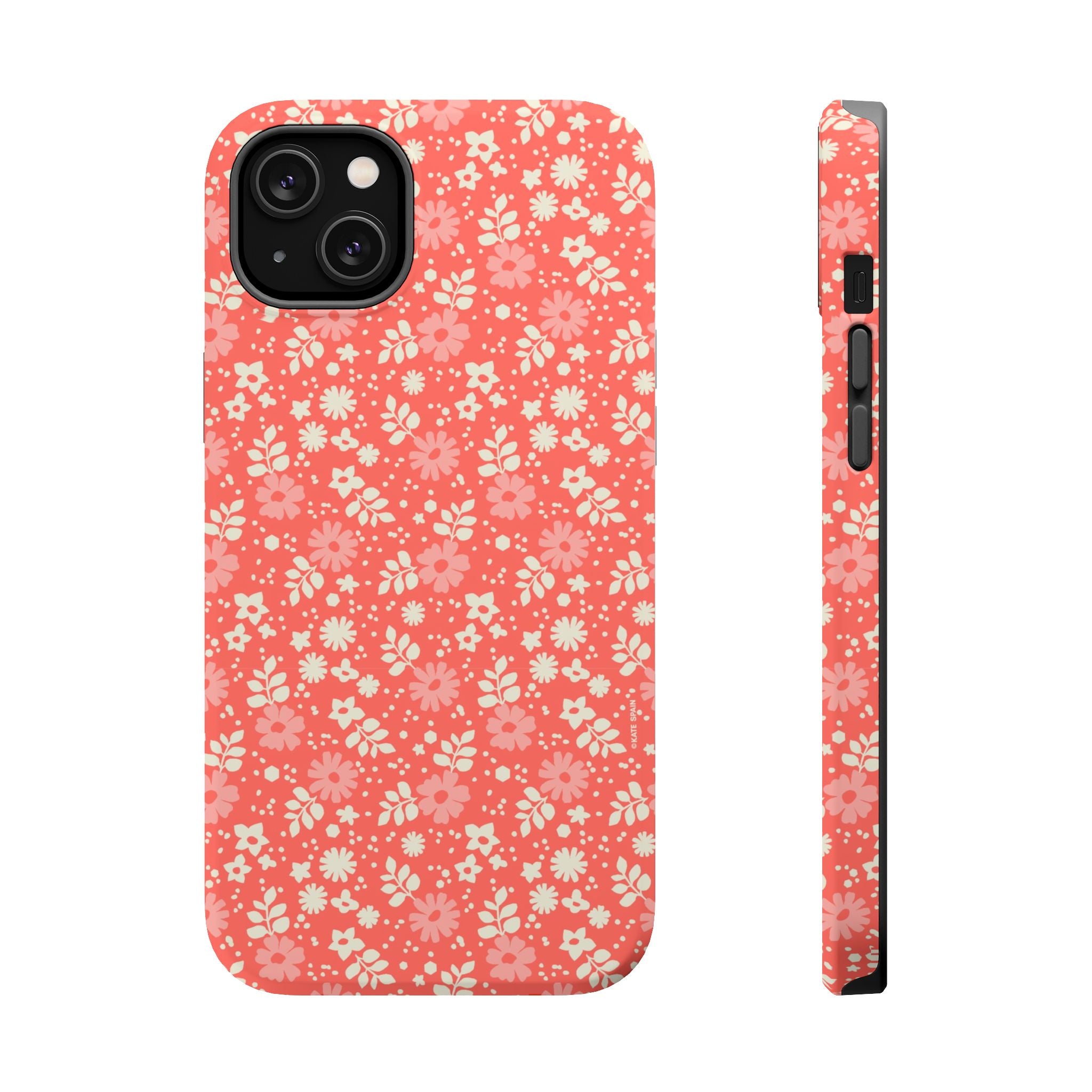 Petaline MagSafe iPhone 14 Pro Max Case – Glossy | coral, cream, blush dainty ditsy daisy floral print