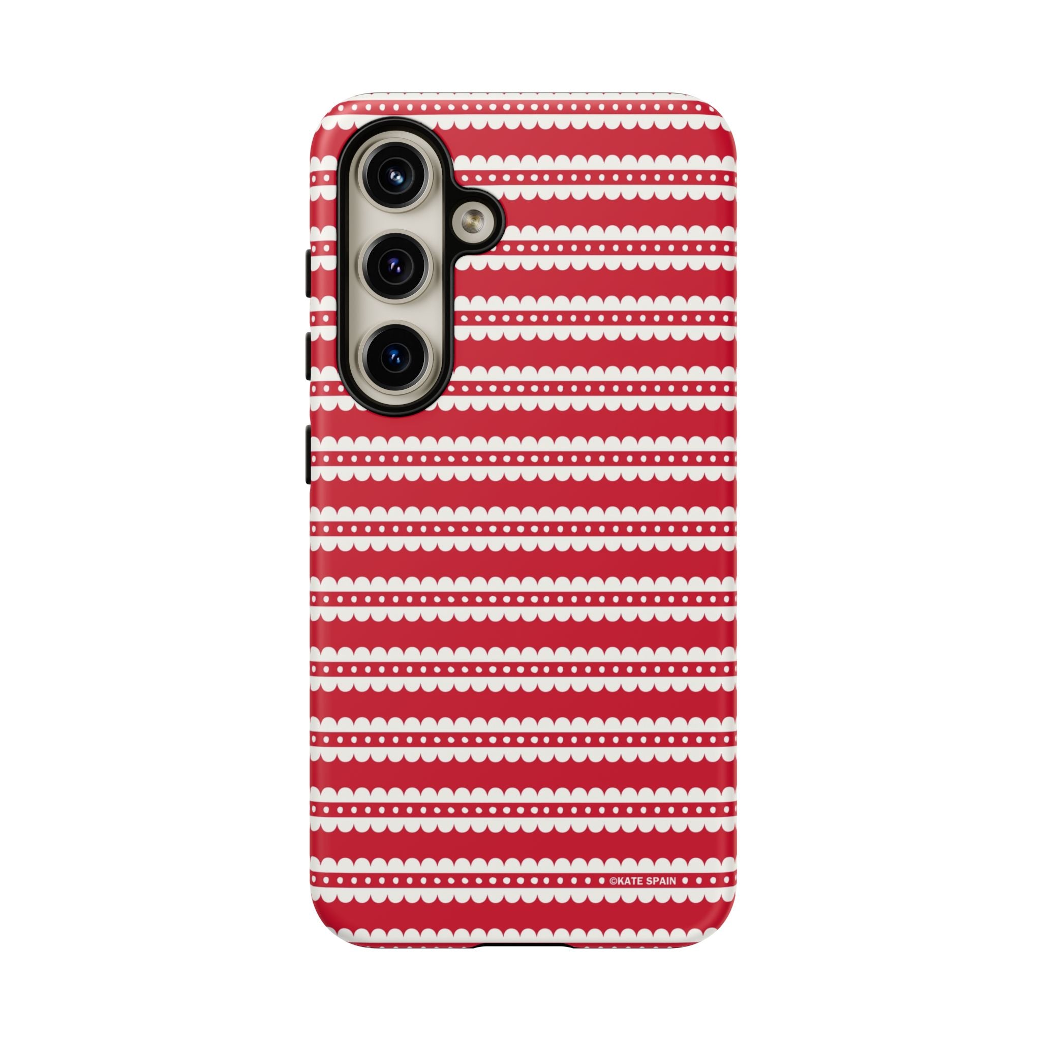 Candy Cane Stripe Samsung Galaxy S24 Case – Matte | red, cream scalloped candy cane stripe print