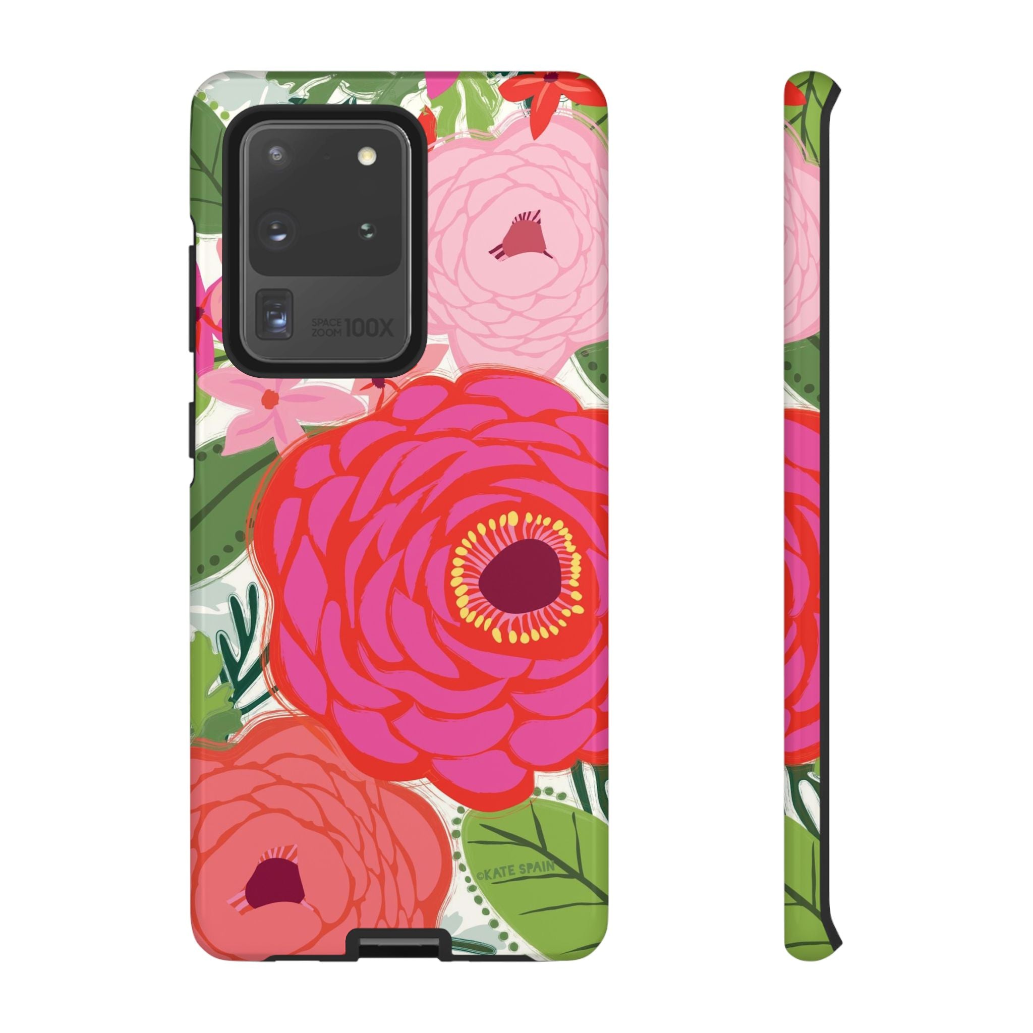 Bloomerie Samsung Tough Phone Case Samsung Galaxy S20 Ultra Case – Glossy | cream, magenta, coral botanical peony floral print