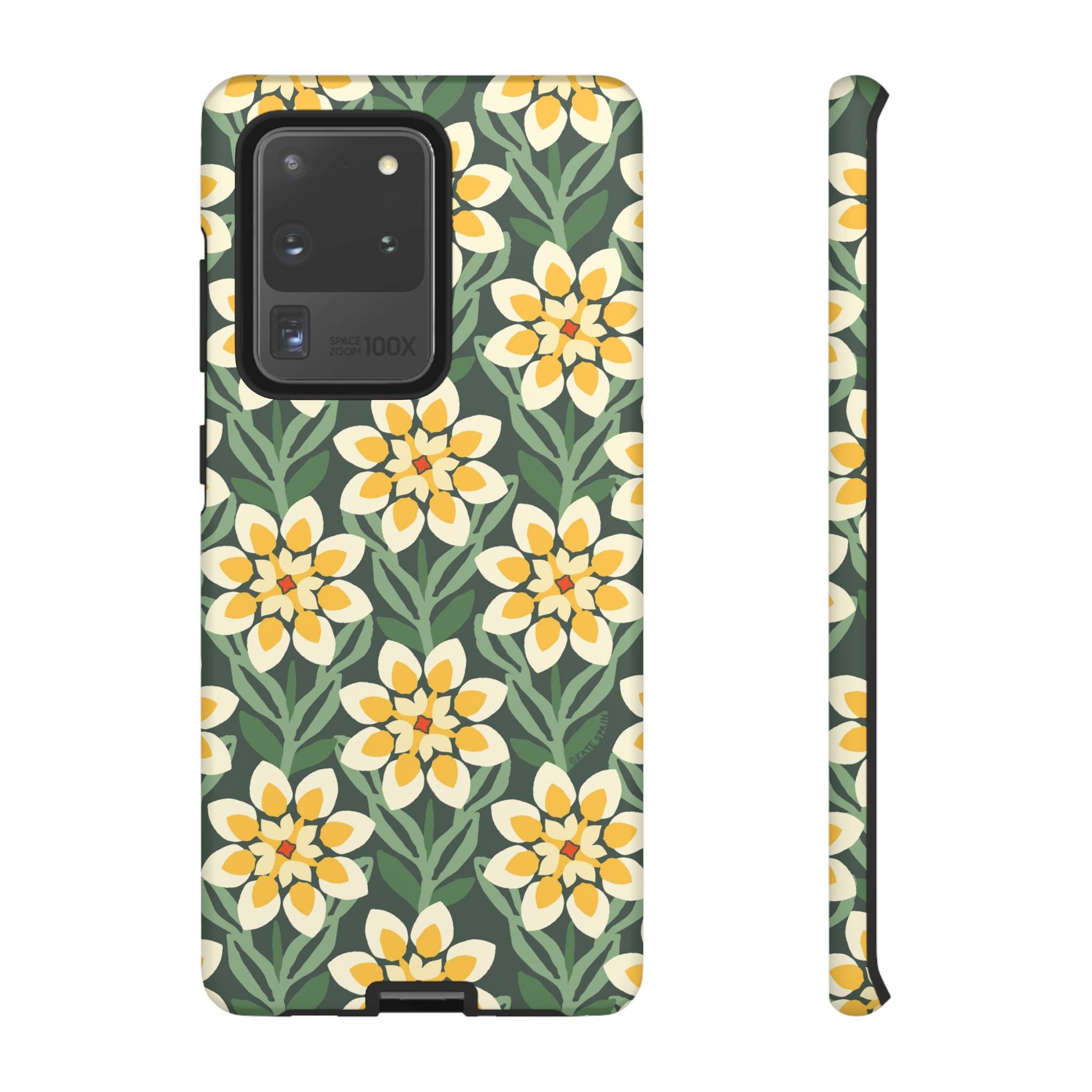 Luxury Modern Dahlia Samsung Galaxy S20 Ultra Case – Matte | forest green, yellow, cream modern dahlia print