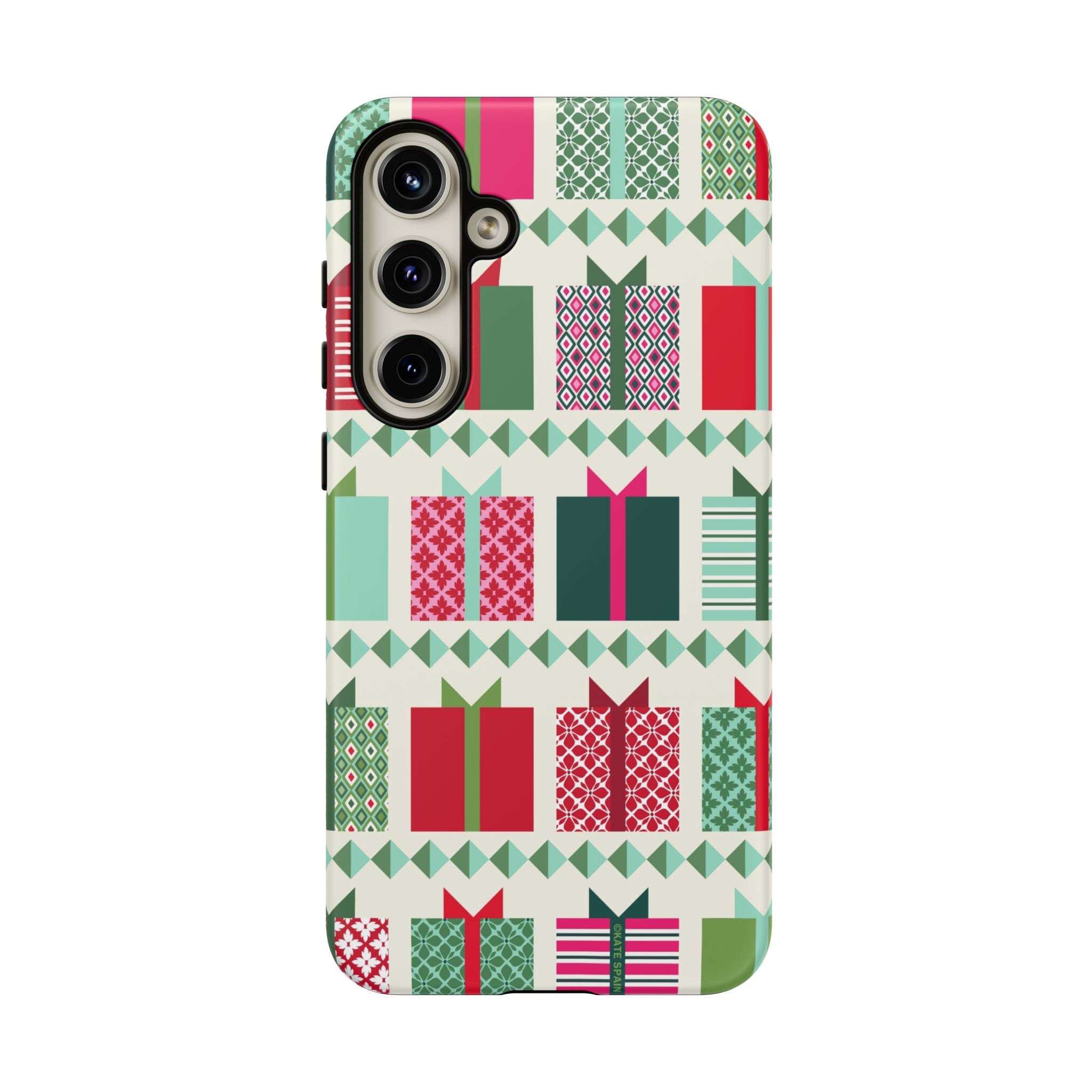 All Wrapped Up Samsung Galaxy S24 Plus Case – Matte | cream, red, pink, green, mint geometric gift wrap holiday print