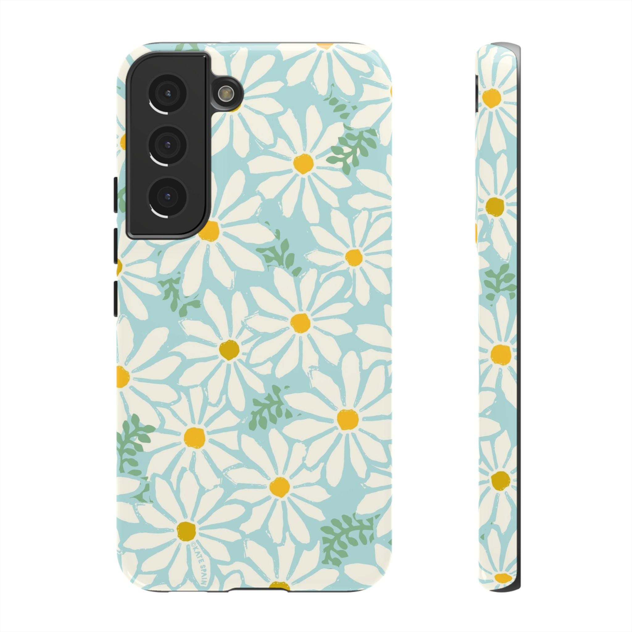 Luxury Daisies Samsung Galaxy S22 Case – Glossy | white, yellow, aqua daisy floral print