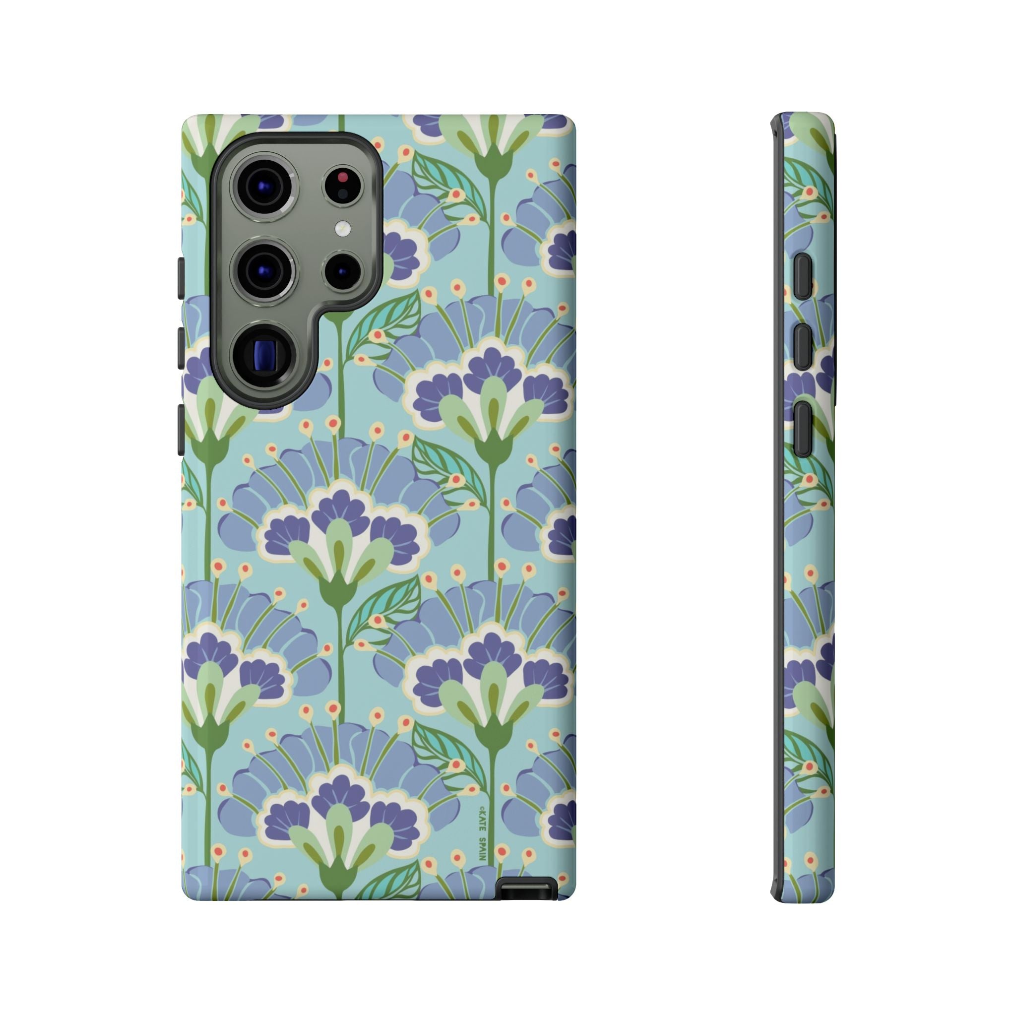 Lantern Flower Samsung Galaxy S23 Ultra Case – Glossy | light blue, lavender, lime green floral print
