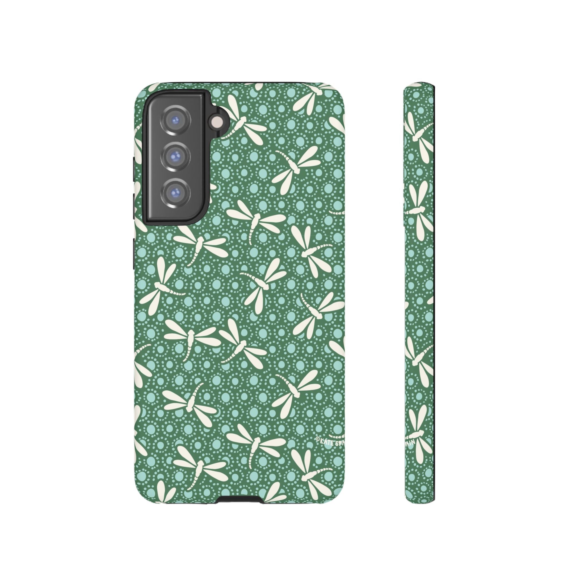 Dragonfly Samsung Galaxy S21 FE Case – Matte | jade green, aqua, cream dragonfly print 