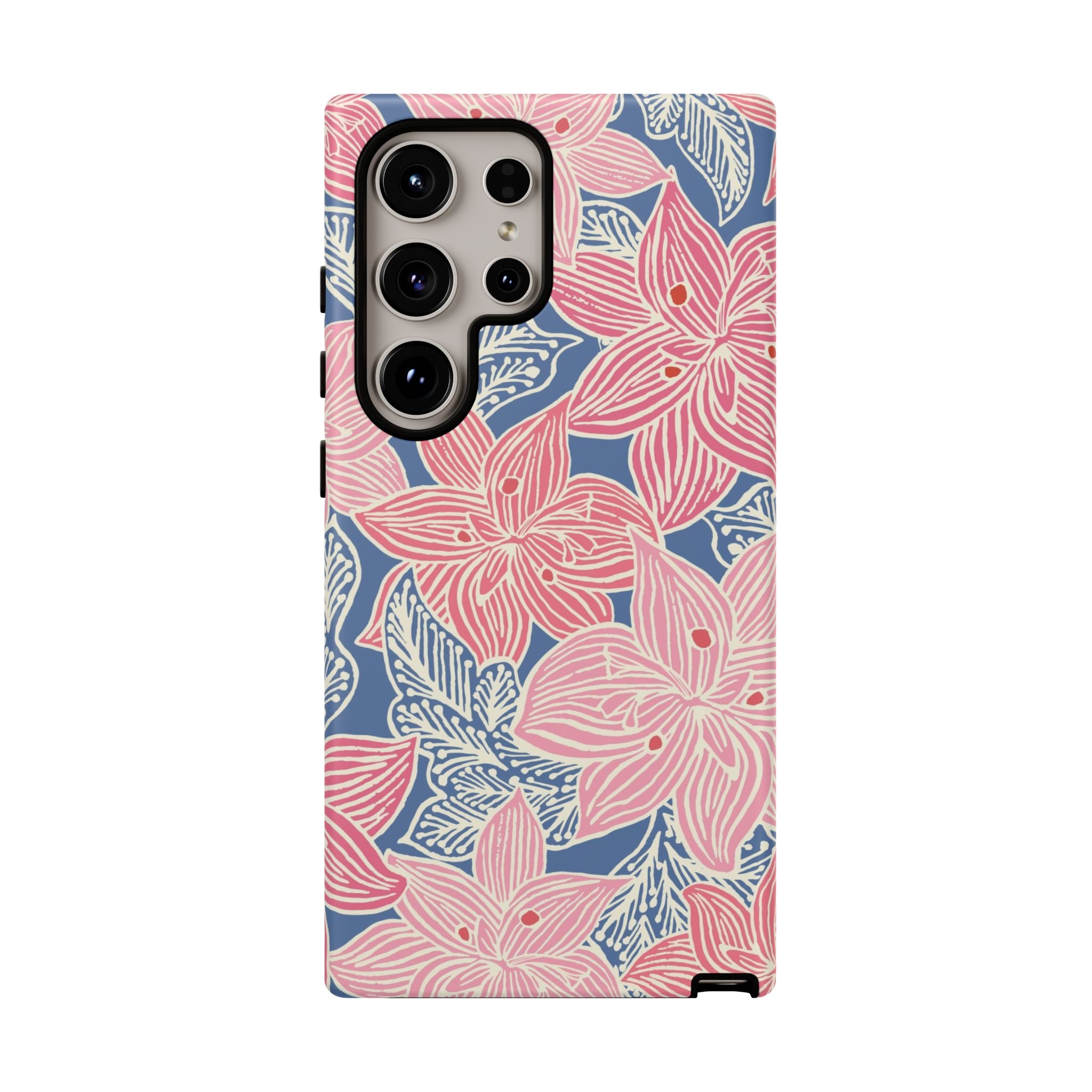 Hibiscus Lagoon Samsung Galaxy S24 Ultra Case – Matte | coral, blush, cream, dusty blue hibiscus botanical print