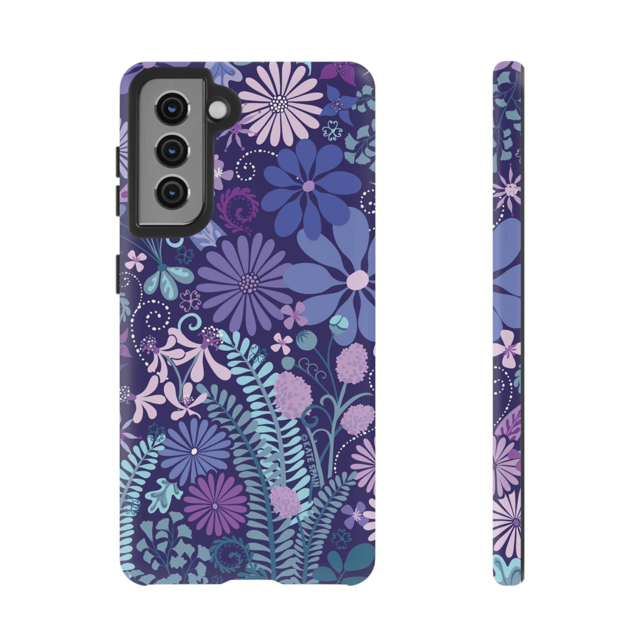 Luxury Terrain Samsung Galaxy S21  Case – Matte | navy, purple, aqua botanical woodland floral print