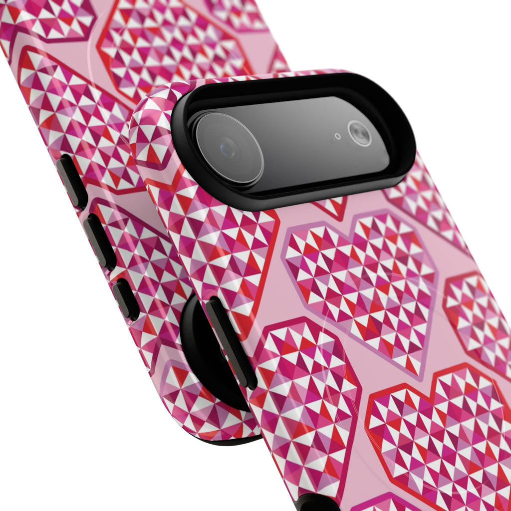 Pink Pyramid Heart MagSafe iPhone Case