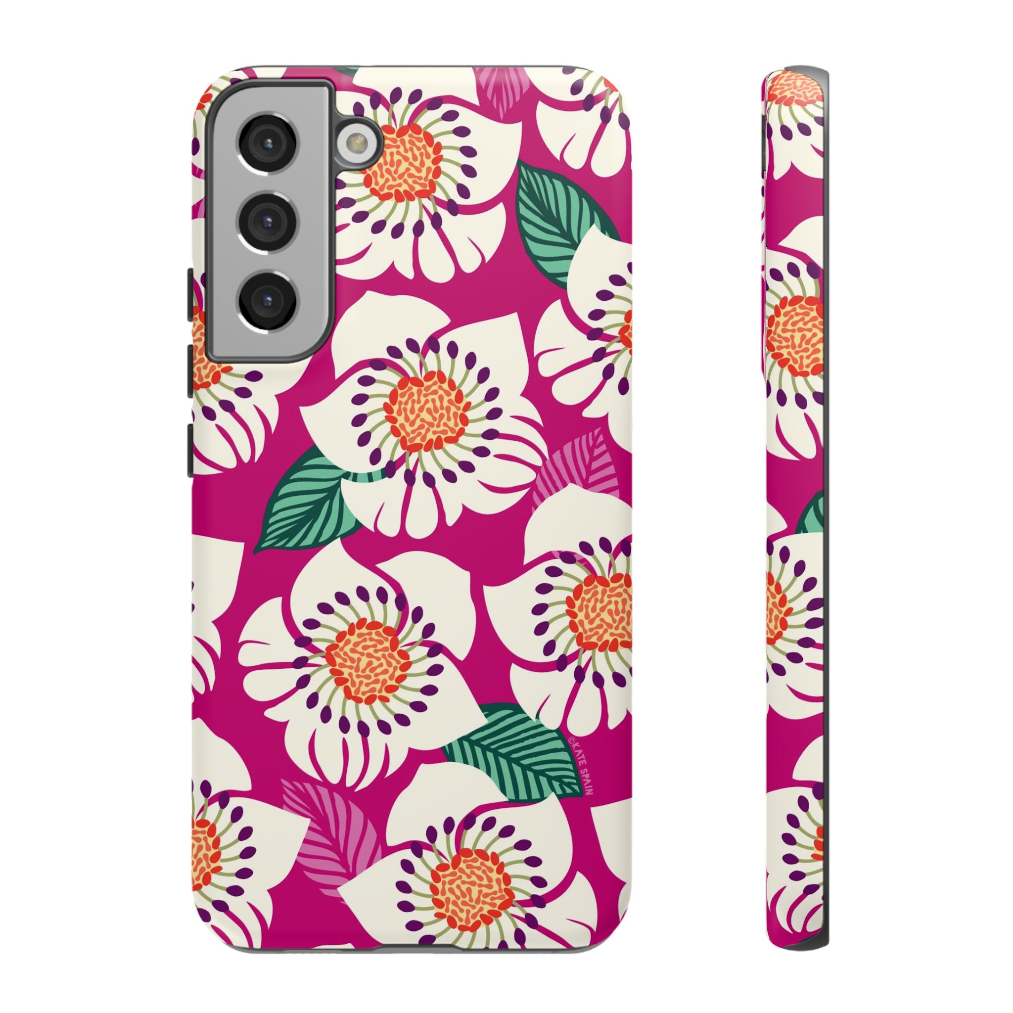 Artistic Panache Samsung Galaxy S22 Plus Case – Matte | berry, cream white, peach anemone floral print