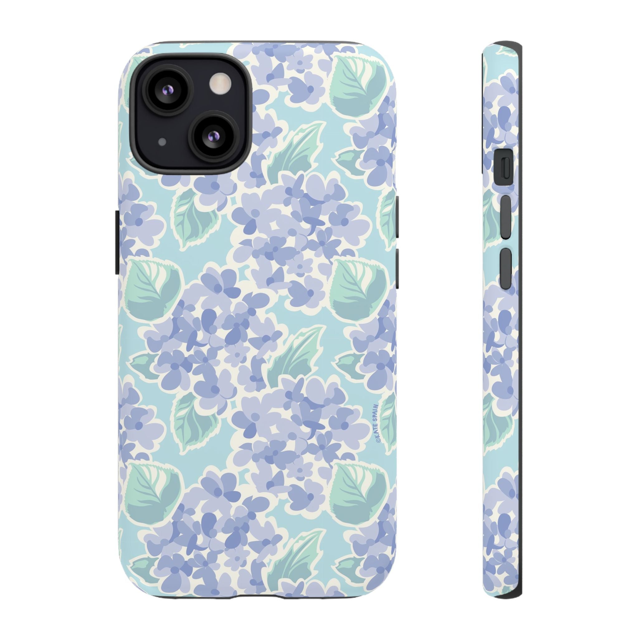 Nantucket Hydrangea Tough iPhone 13 Case – Glossy | white, lavender, mint watercolor hydrangea print