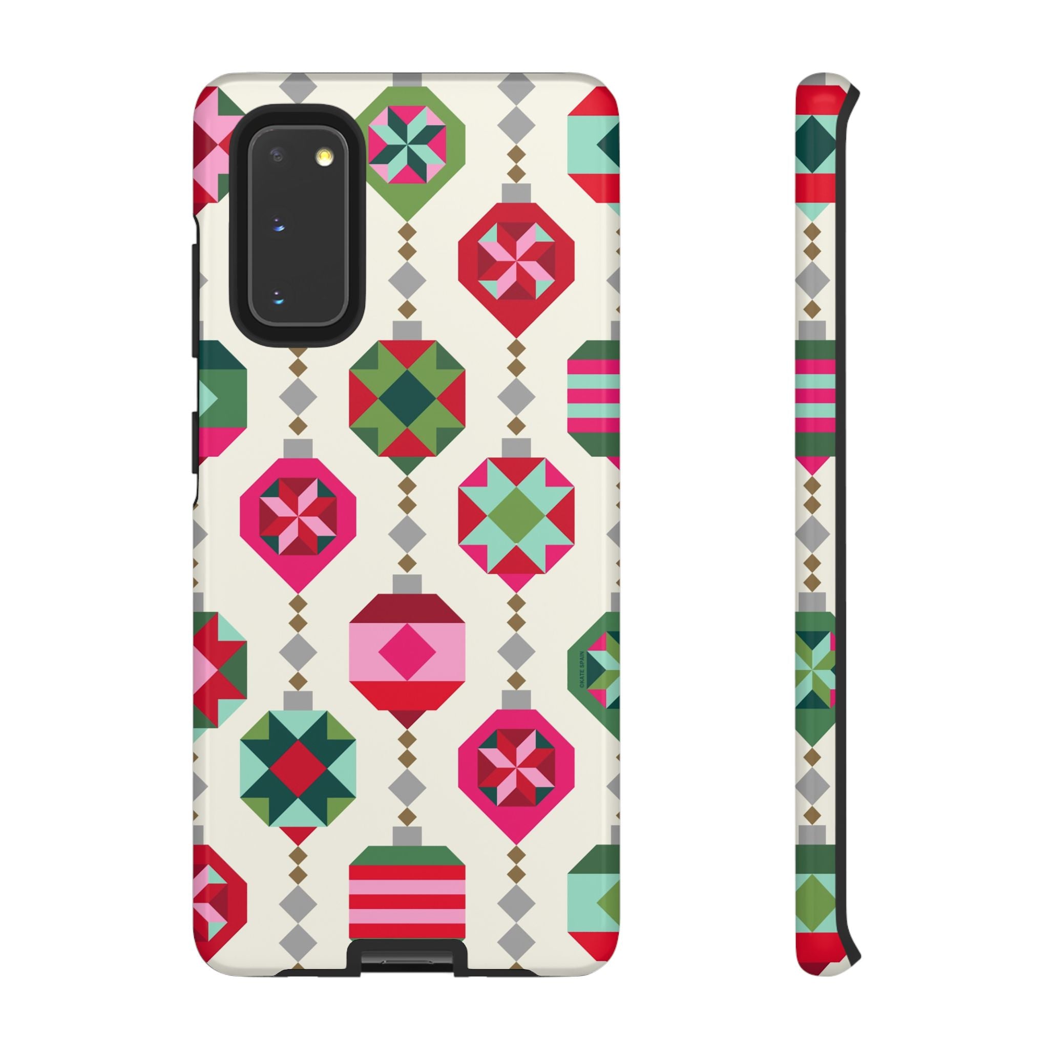 Felicity Ornaments Samsung Galaxy S20 Case – Glossy | cream, red, pink, green, mint geometric quilted ornament print