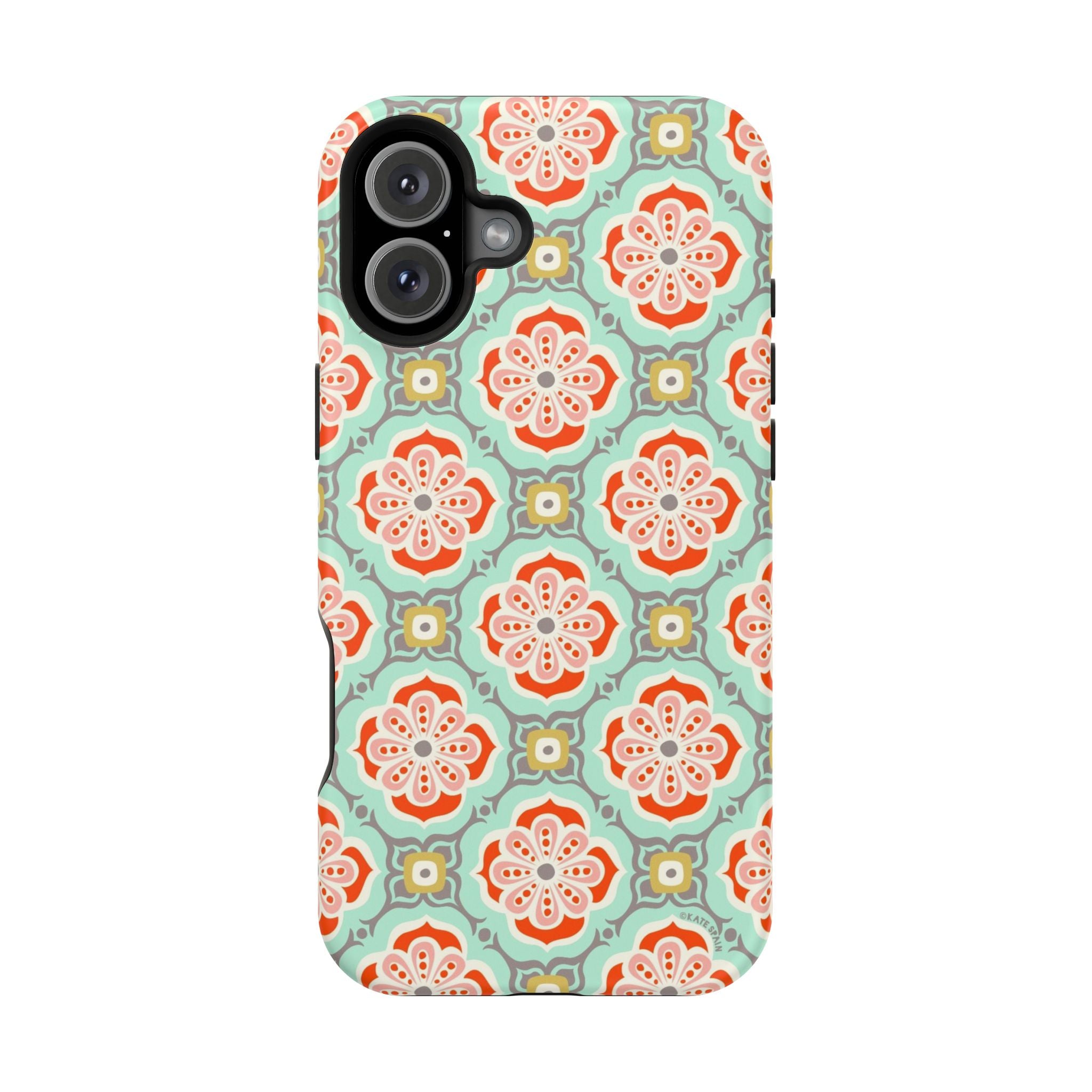 iPhone 16 Plus magnetic tough case featuring Alhambra Moroccan design in matte