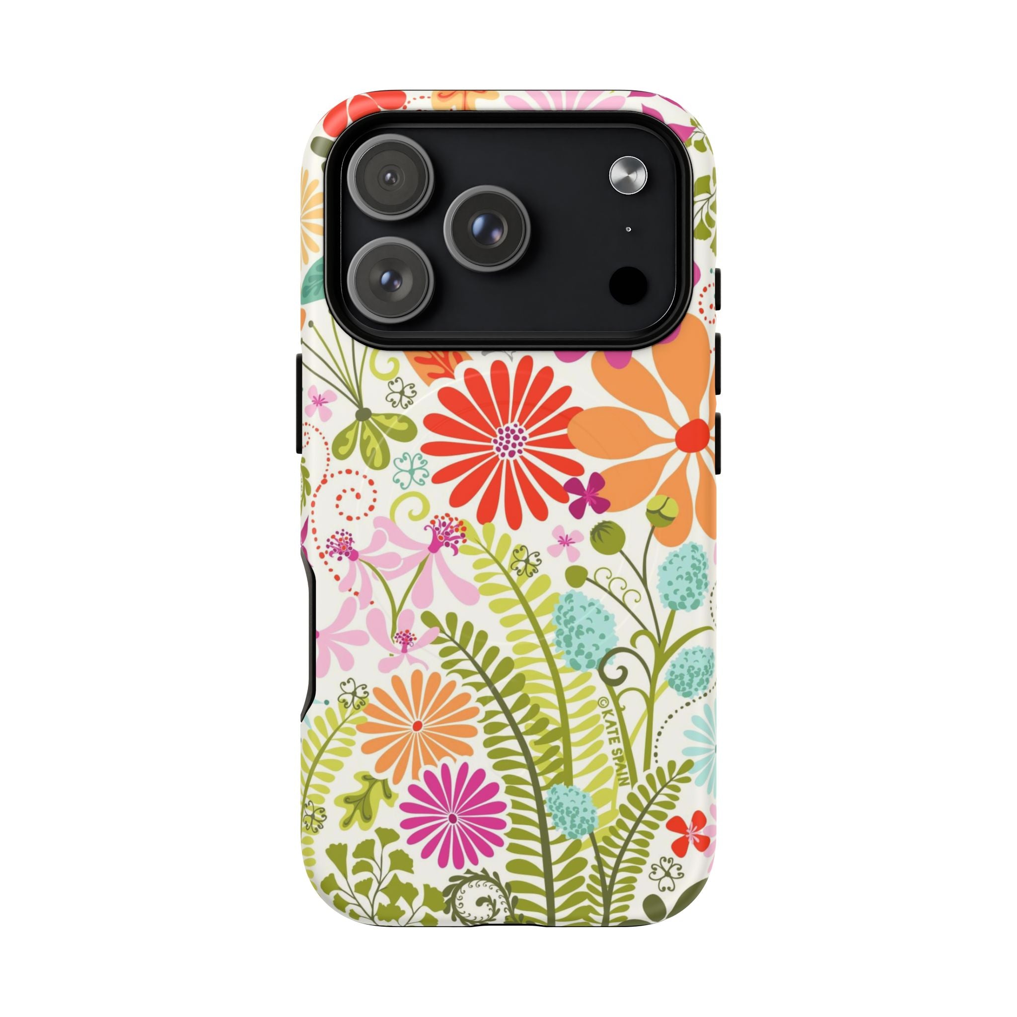 Terrain Day MagSafe iPhone 17 Pro Case – Matte | white, magenta, coral botanical woodland floral print